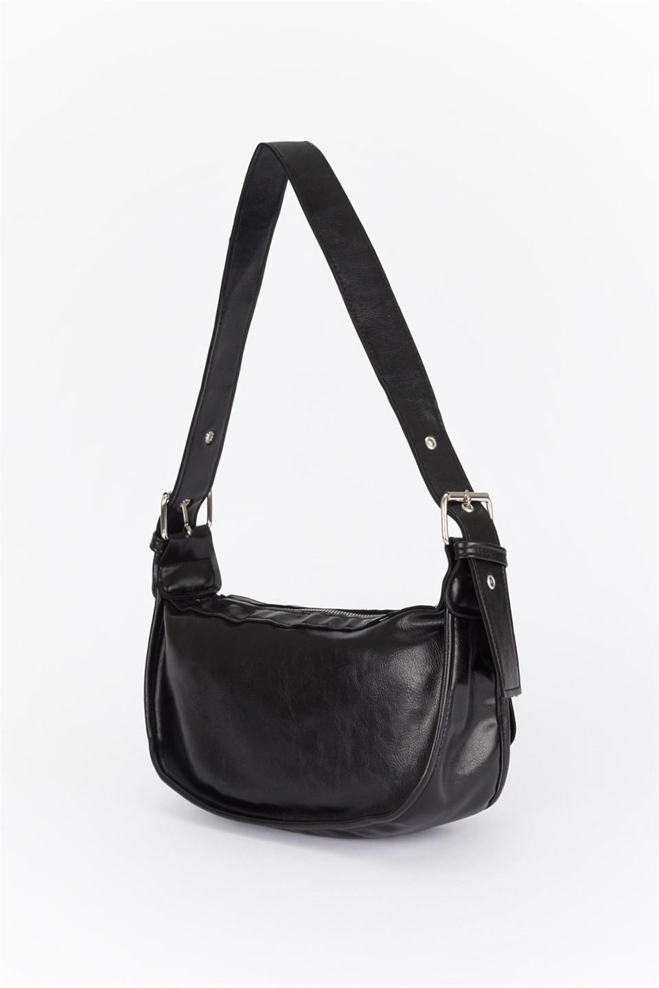 Çift Cepli Vintage Baget Çanta Siyah