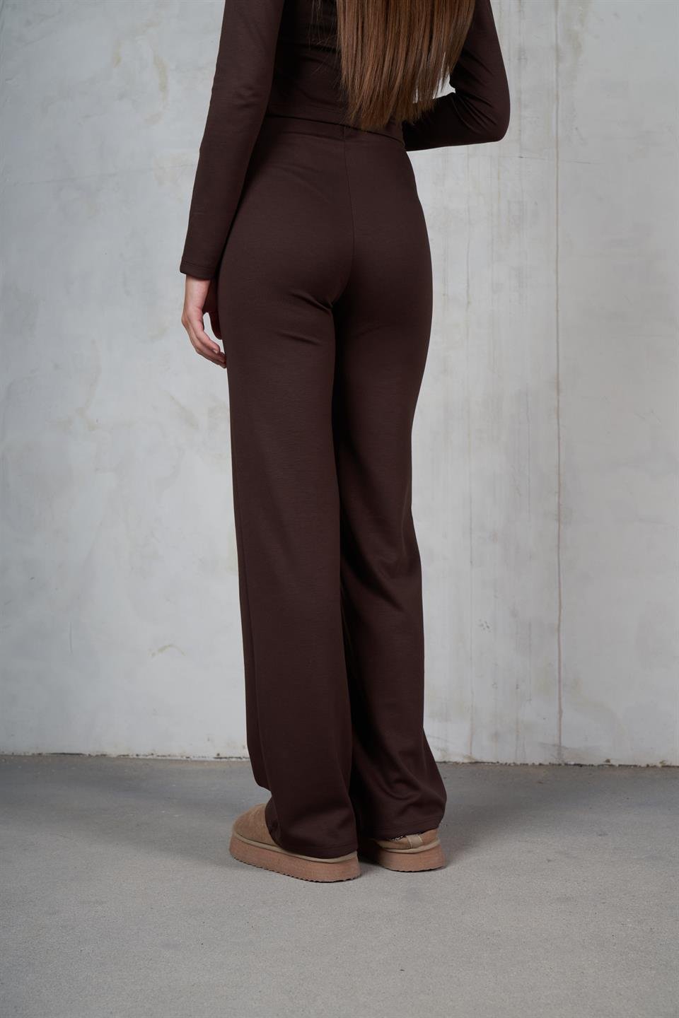 Çimalı Bol Paça Modal Pantolon Kahve