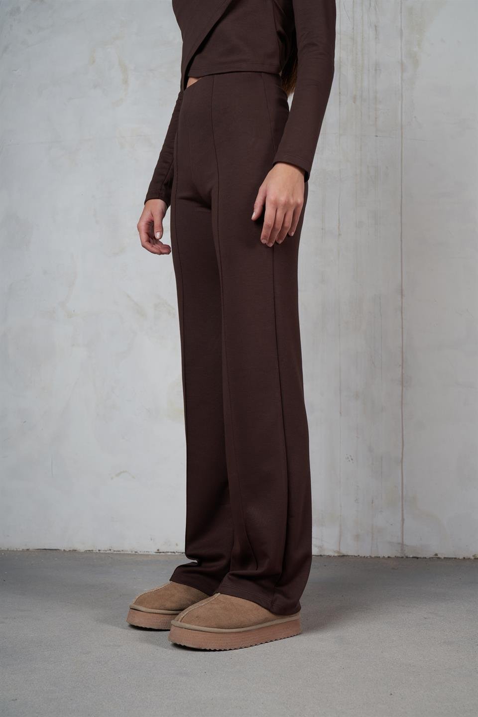 Çimalı Bol Paça Modal Pantolon Kahve