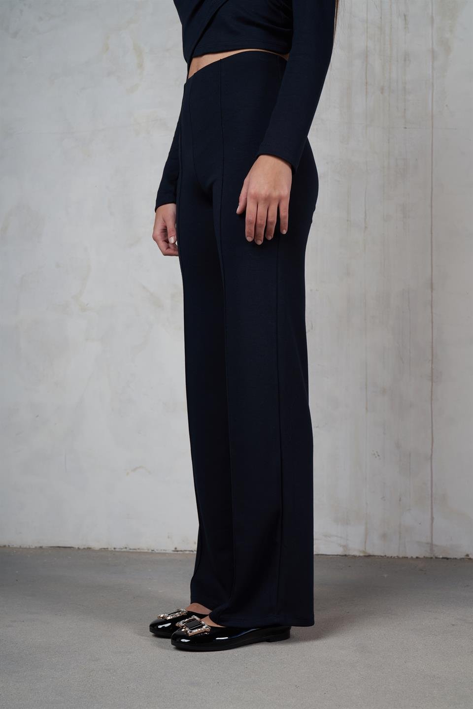 Çimalı Bol Paça Modal Pantolon Koyu Lacivert