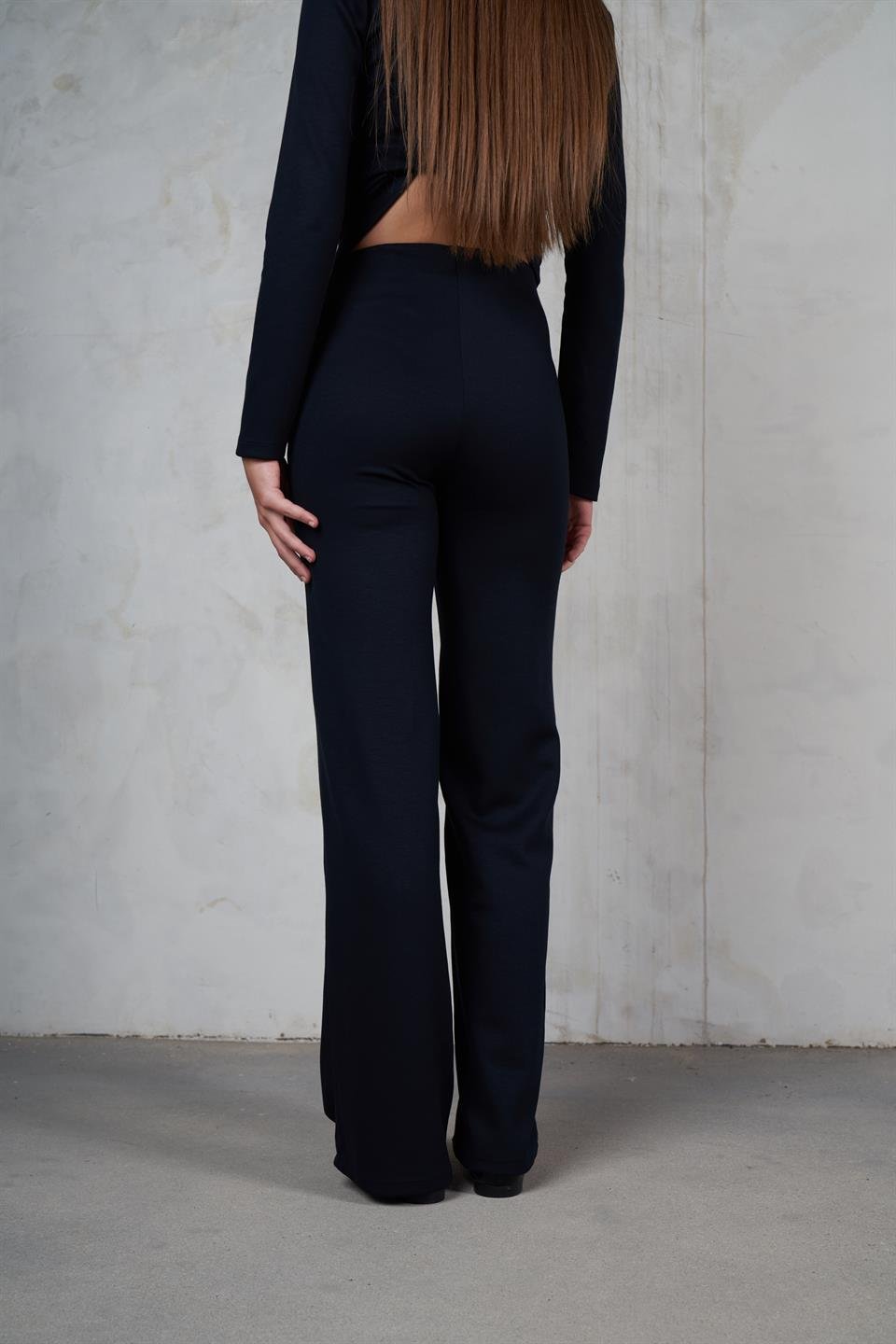 Çimalı Bol Paça Modal Pantolon Koyu Lacivert