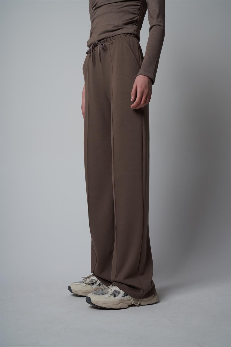 Çimalı Bol Paça Pantolon Vizon