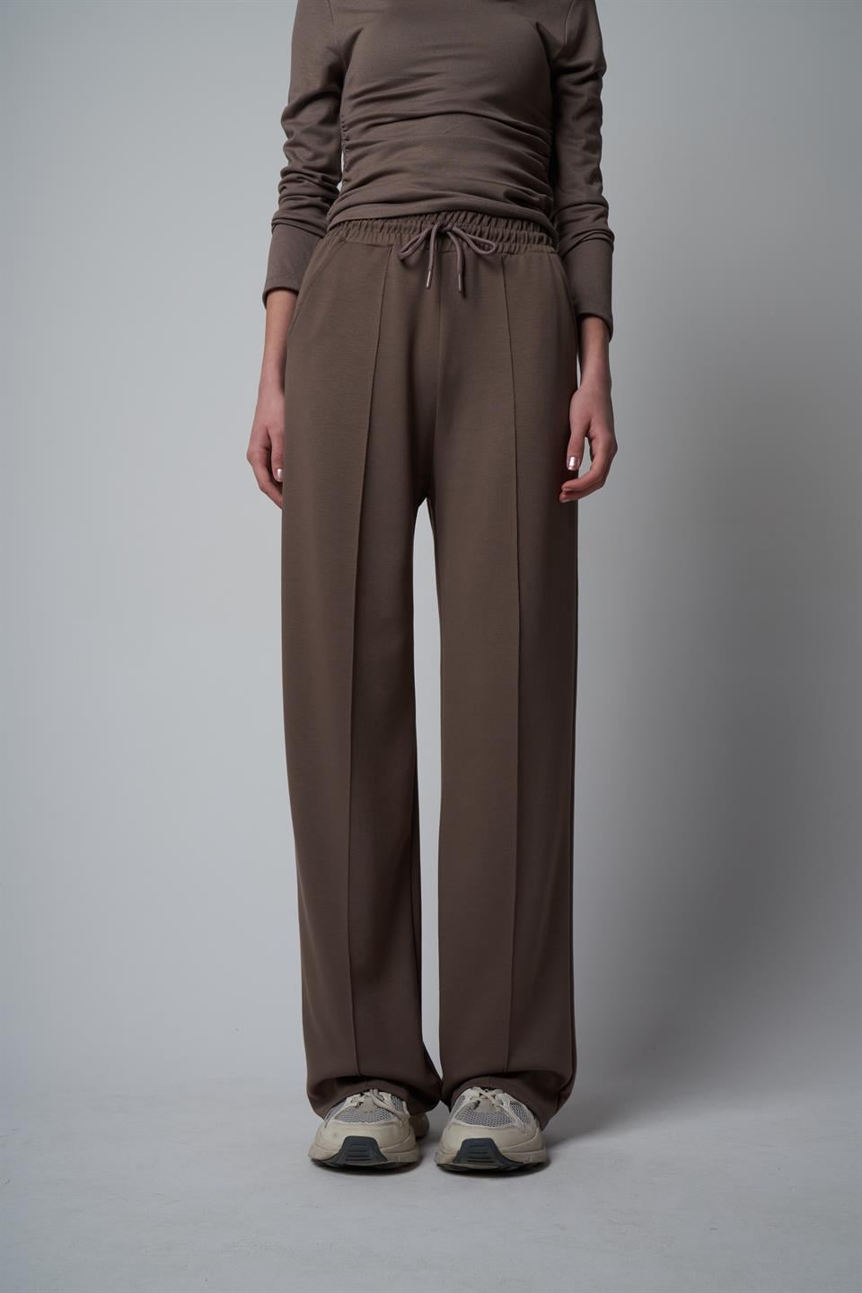 Çimalı Bol Paça Pantolon Vizon