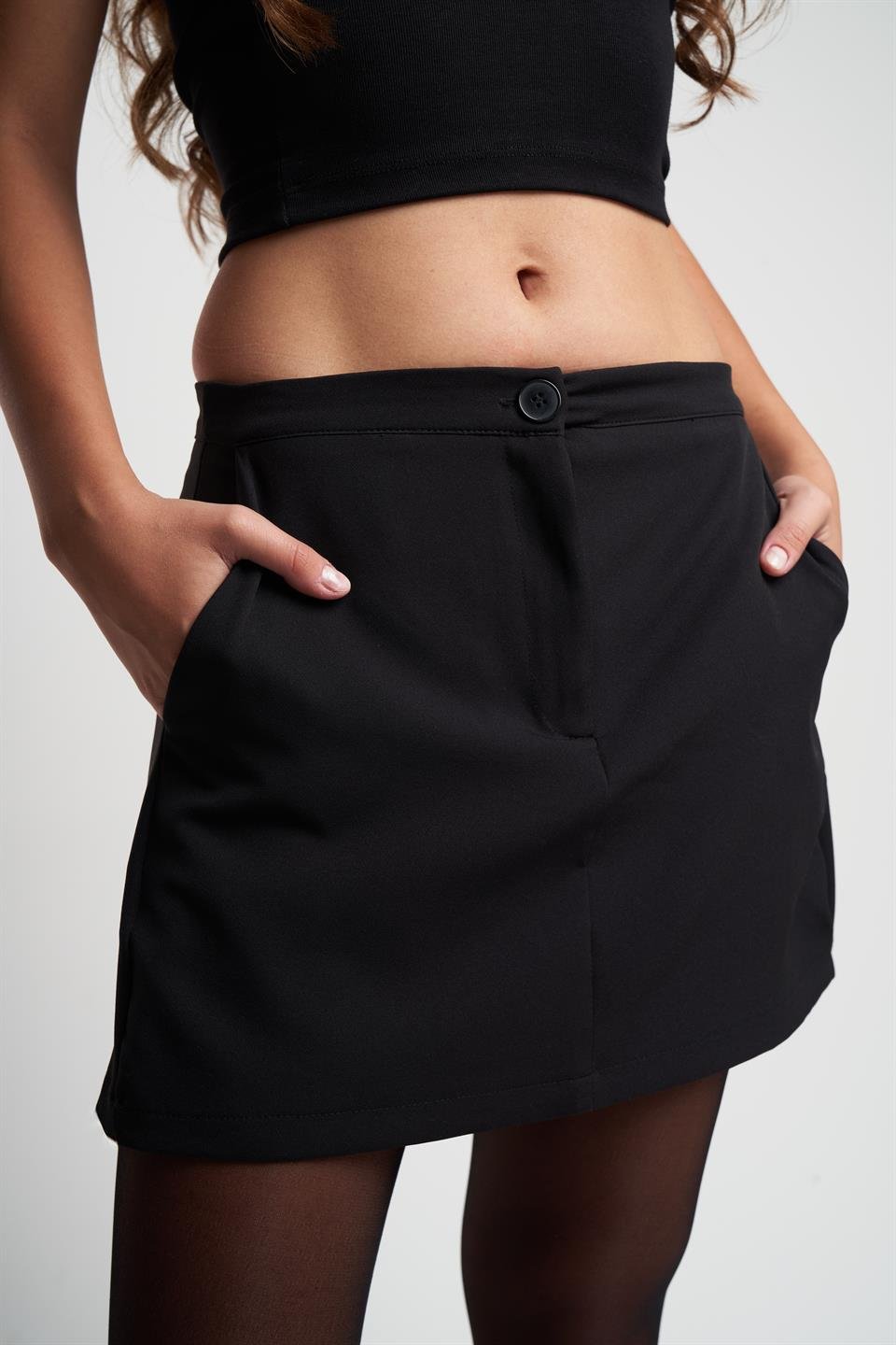 Dabil Kısa Şort Etek Siyah