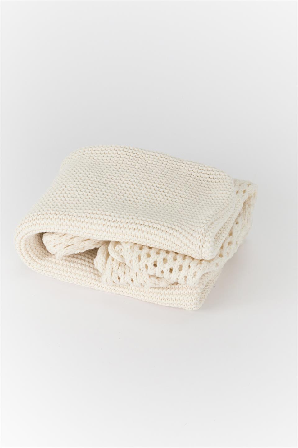 Delikli Basic Triko Omuz Çantası Ekru