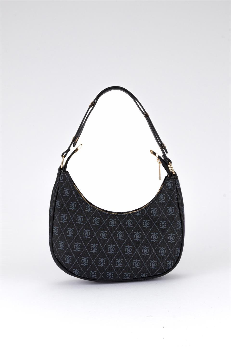 Desenli Baget Çanta Siyah