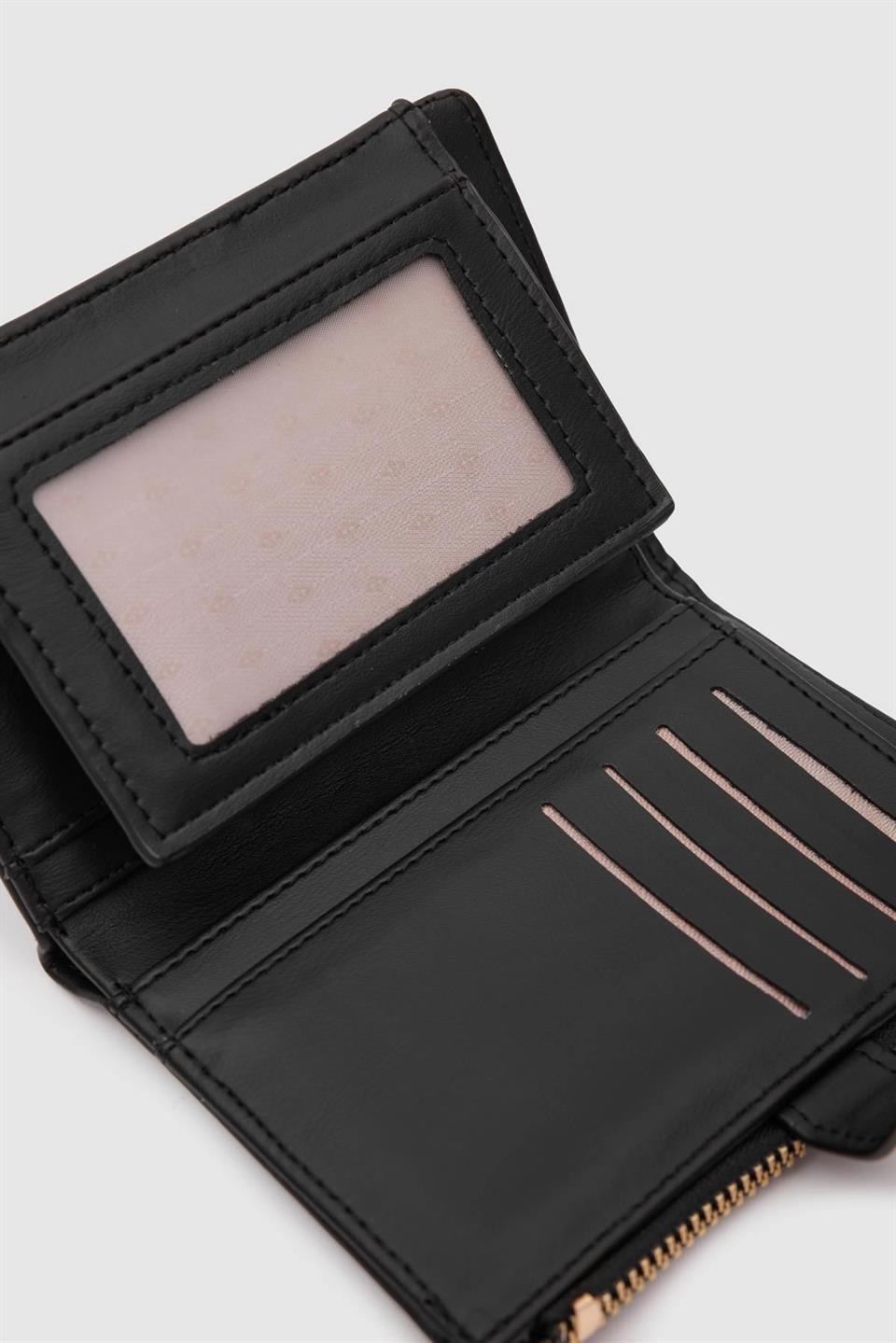 Dikiş Detaylı Cüzdan Siyah