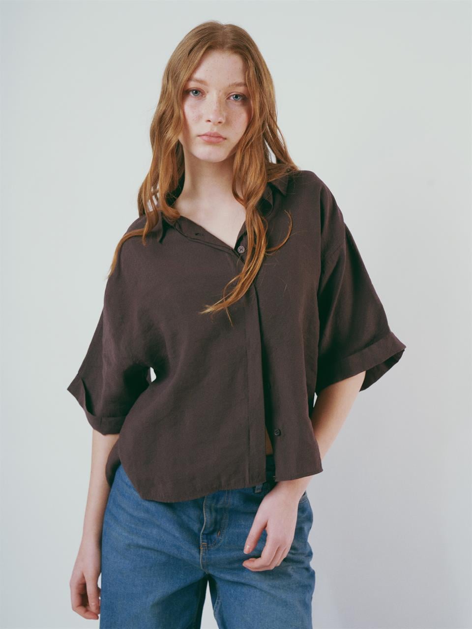 Duble Kol Modal Gömlek Kahve