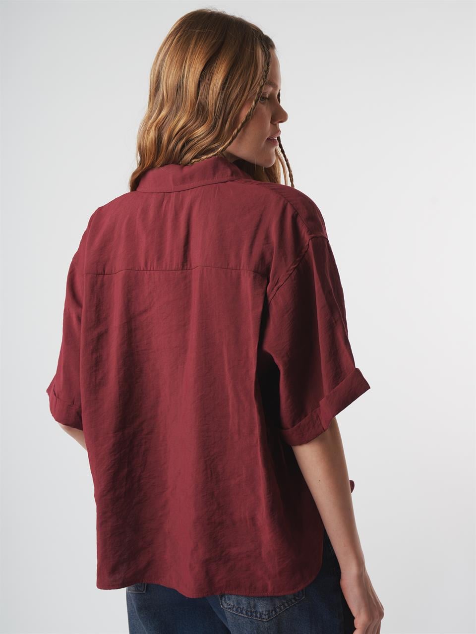 Duble Kol Modal Gömlek Mürdüm