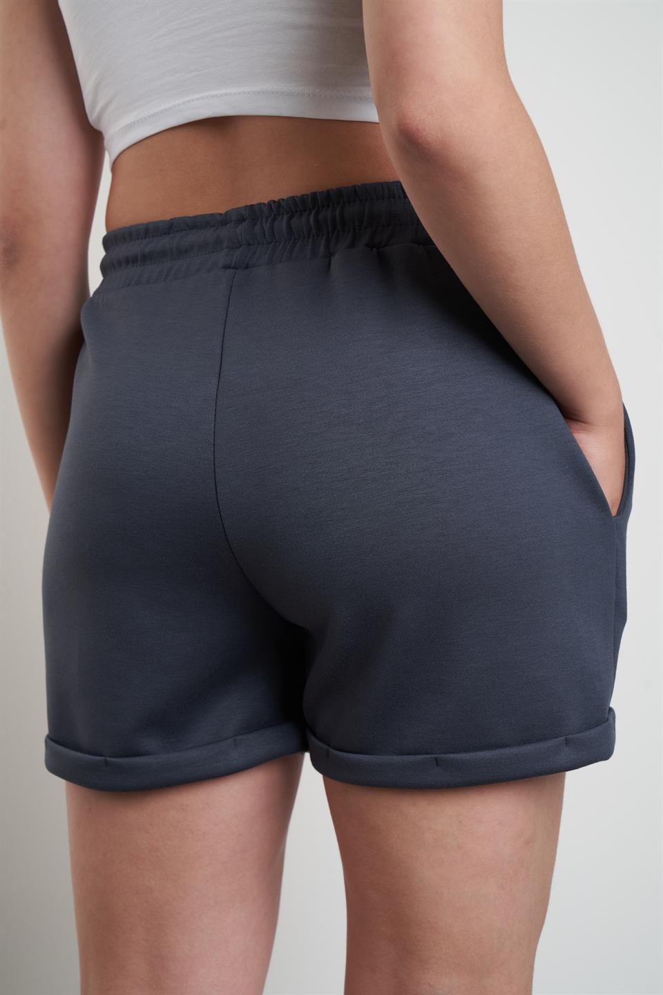 Duble Paça Detaylı Şort Antrasit