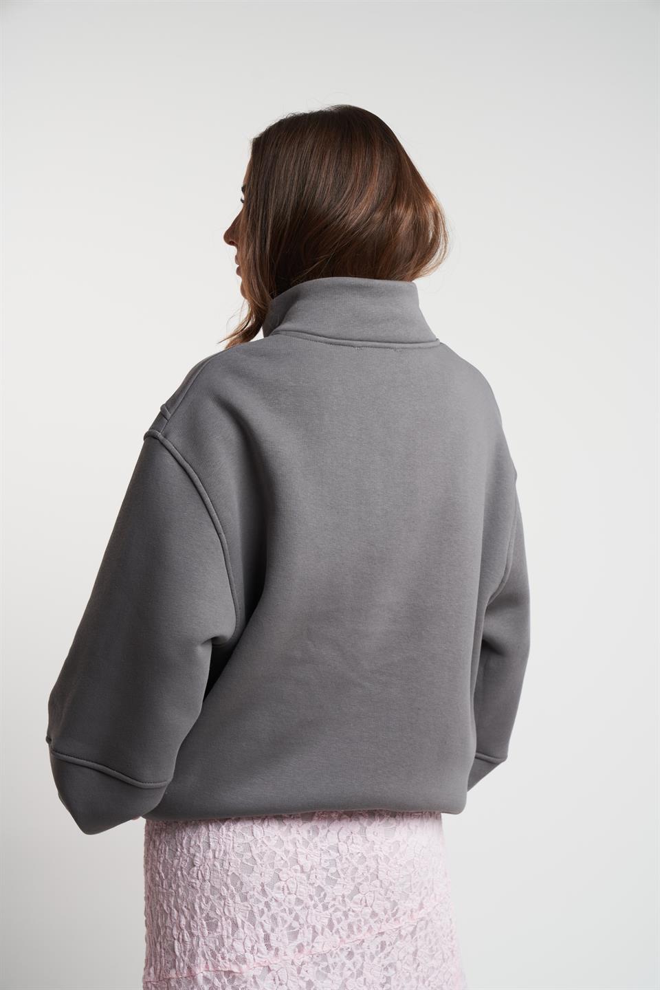 Easy Fuel Baskılı Şardonlu Sweatshirt Koyu Gri