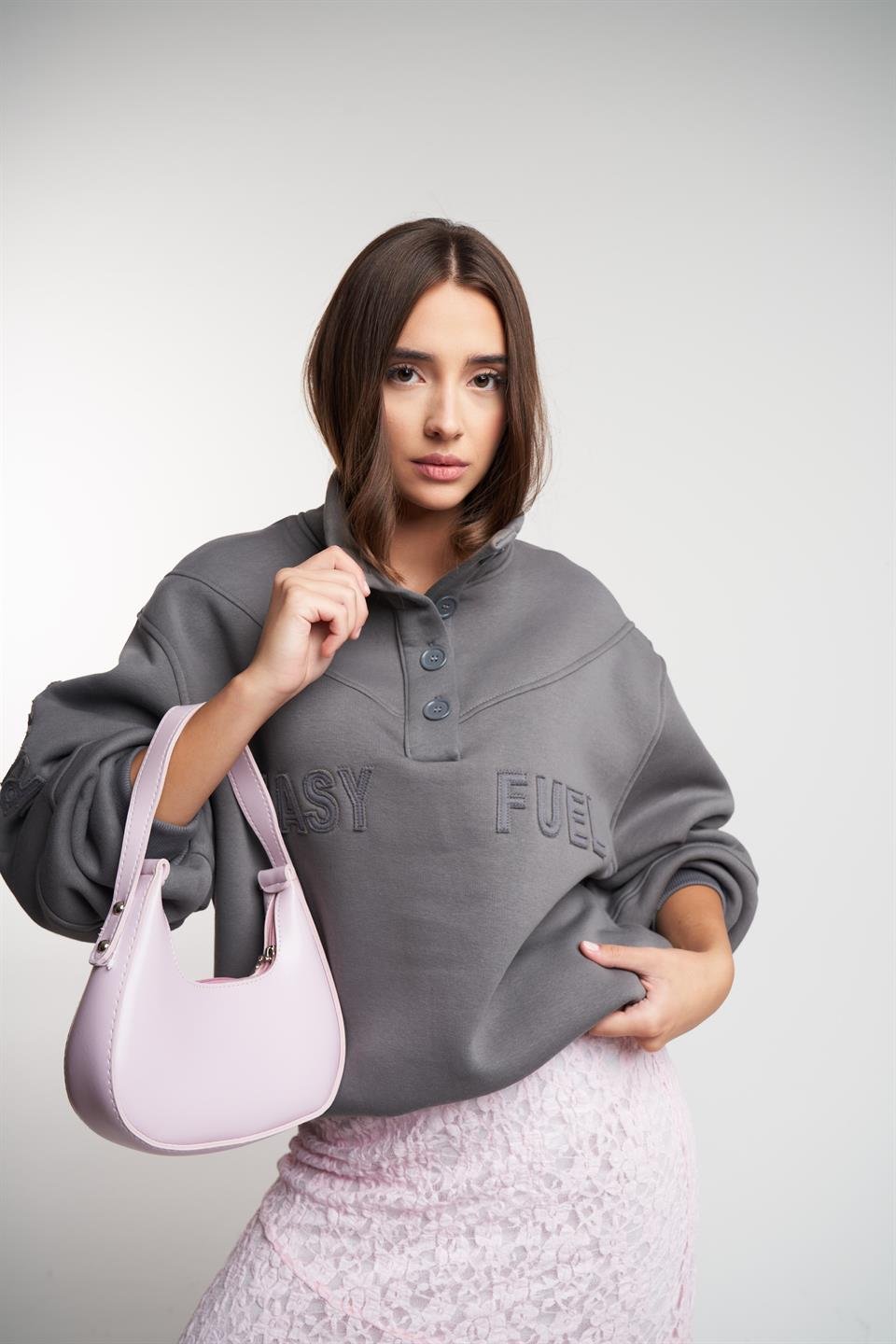 Easy Fuel Baskılı Şardonlu Sweatshirt Koyu Gri
