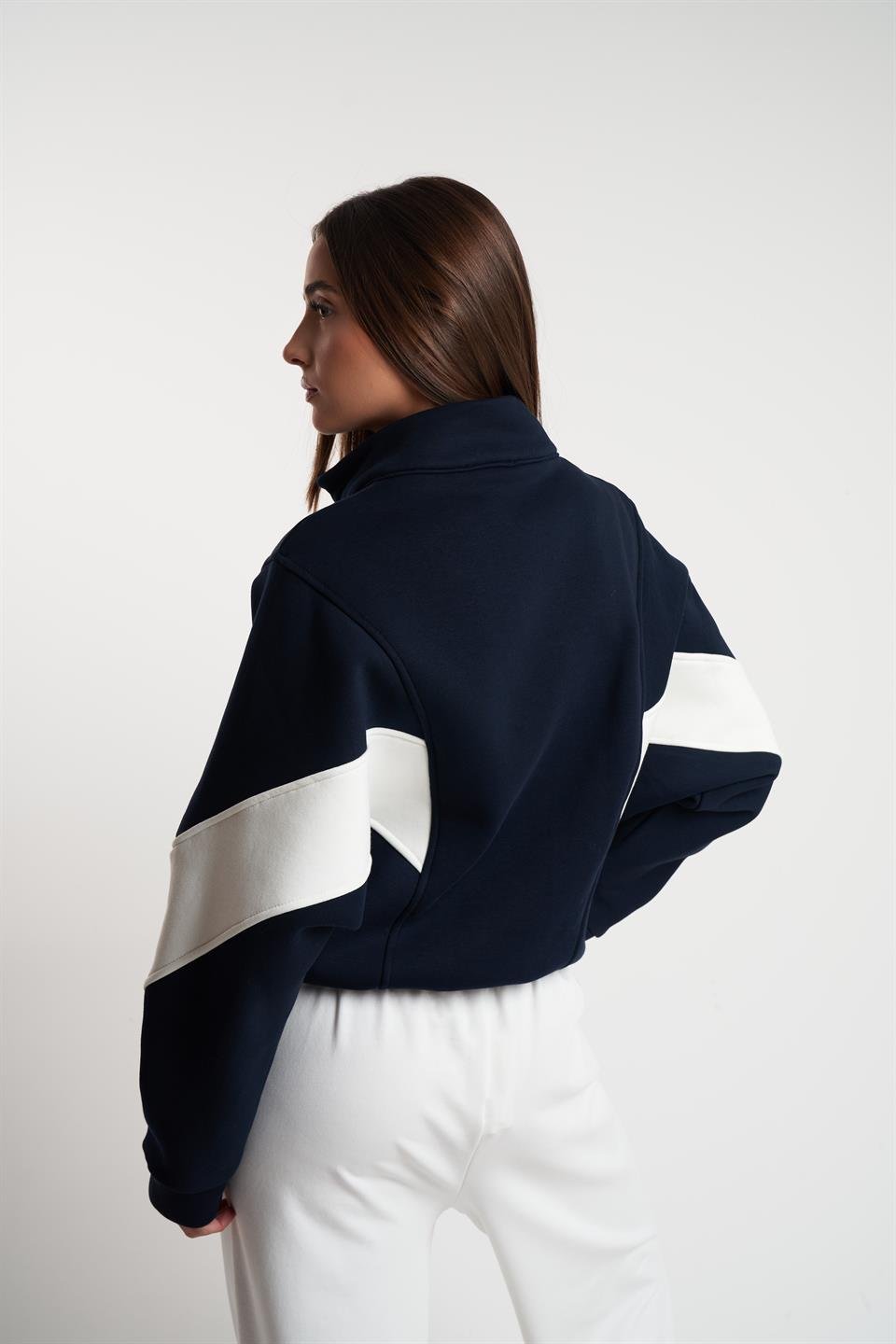 Fermuarlı Şardonlu Sweatmont Laci-Ekru