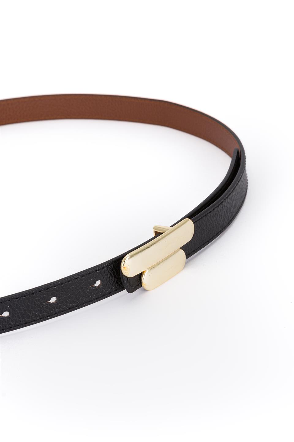 Finfer Model Gold Tokalı Kemer Siyah