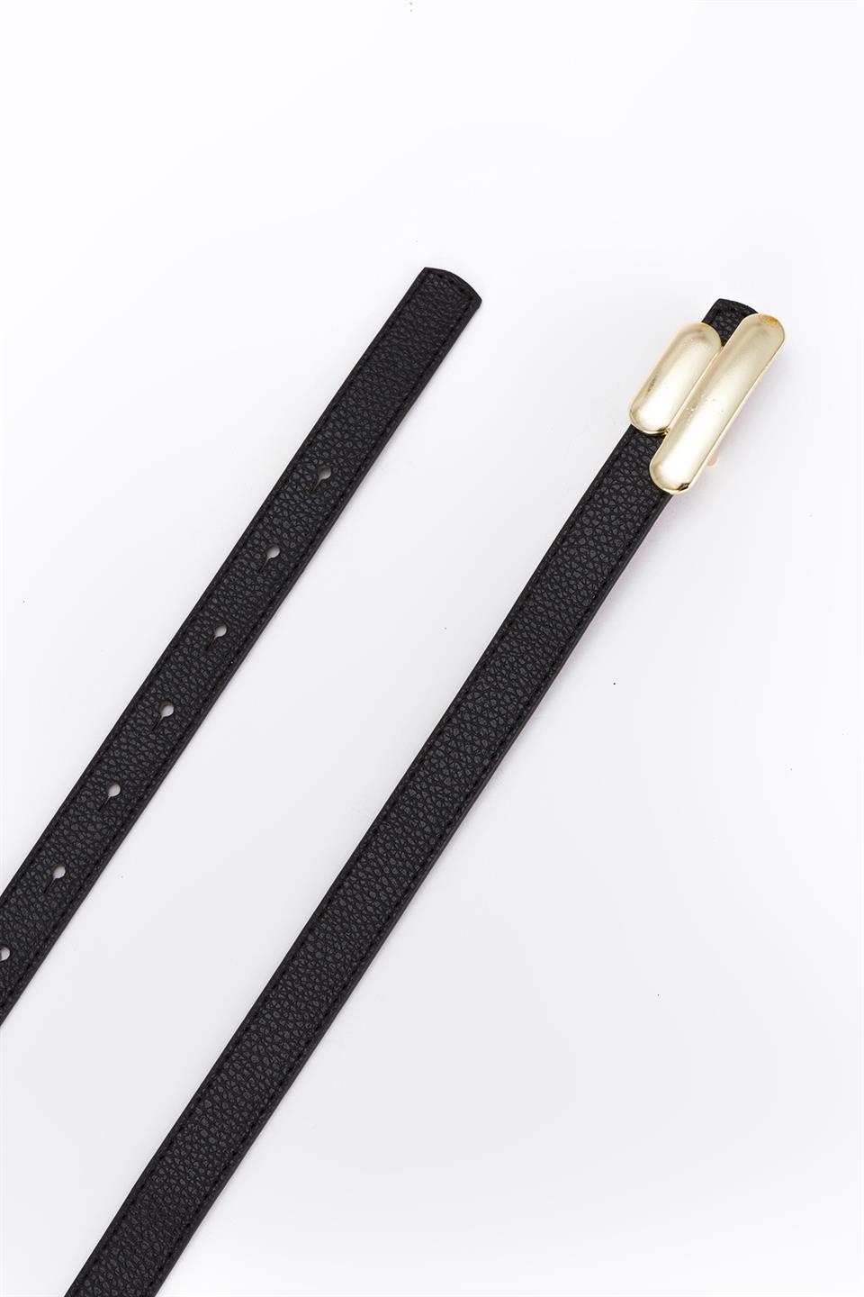 Finfer Model Gold Tokalı Kemer Siyah