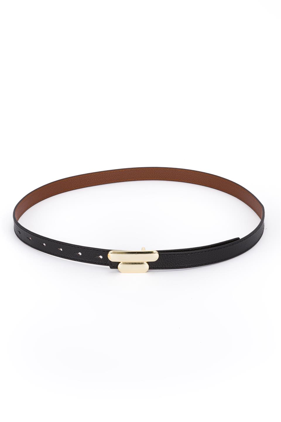 Finfer Model Gold Tokalı Kemer Siyah