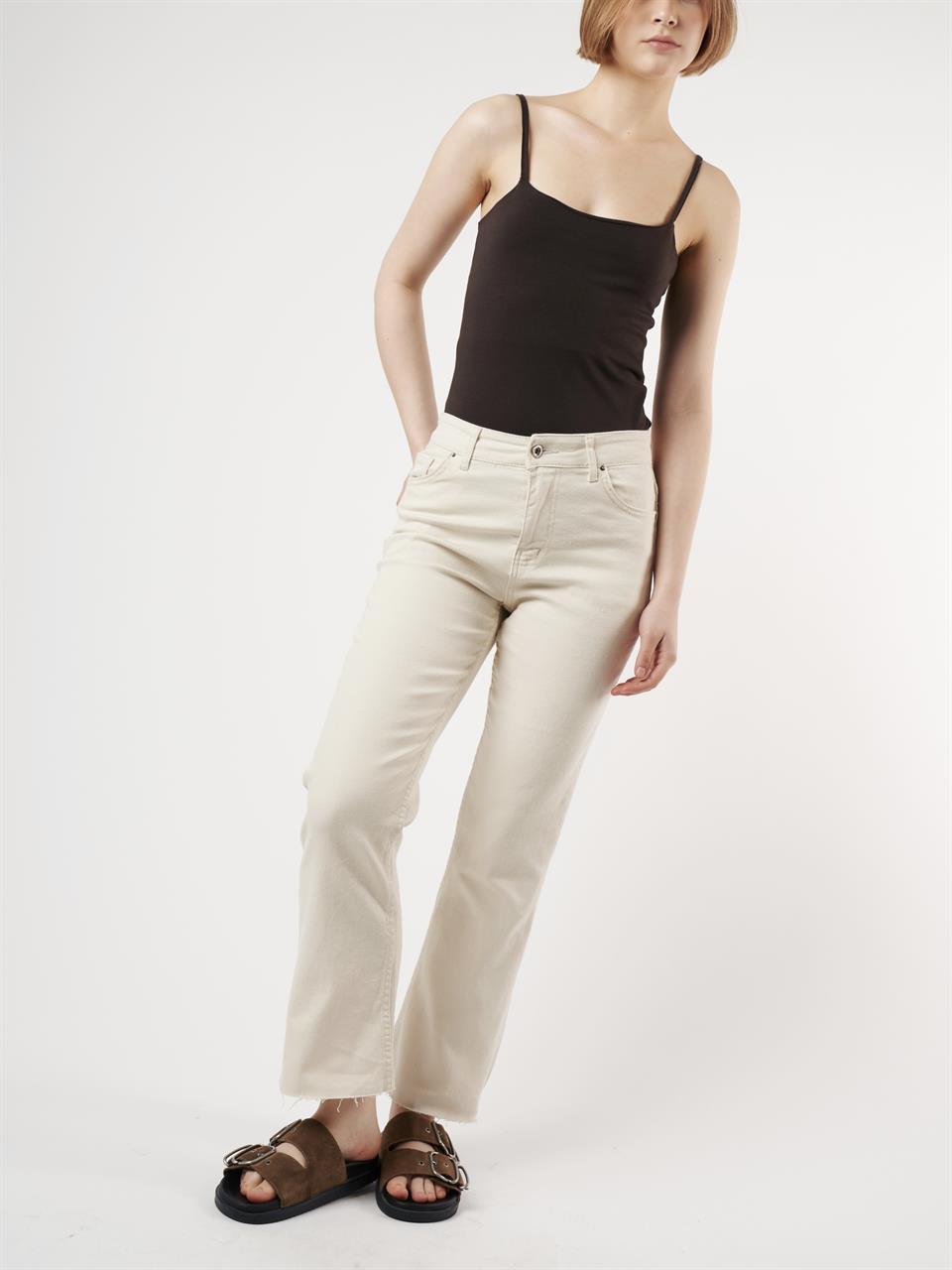 Flare Fit Jean Pantolon Ekru