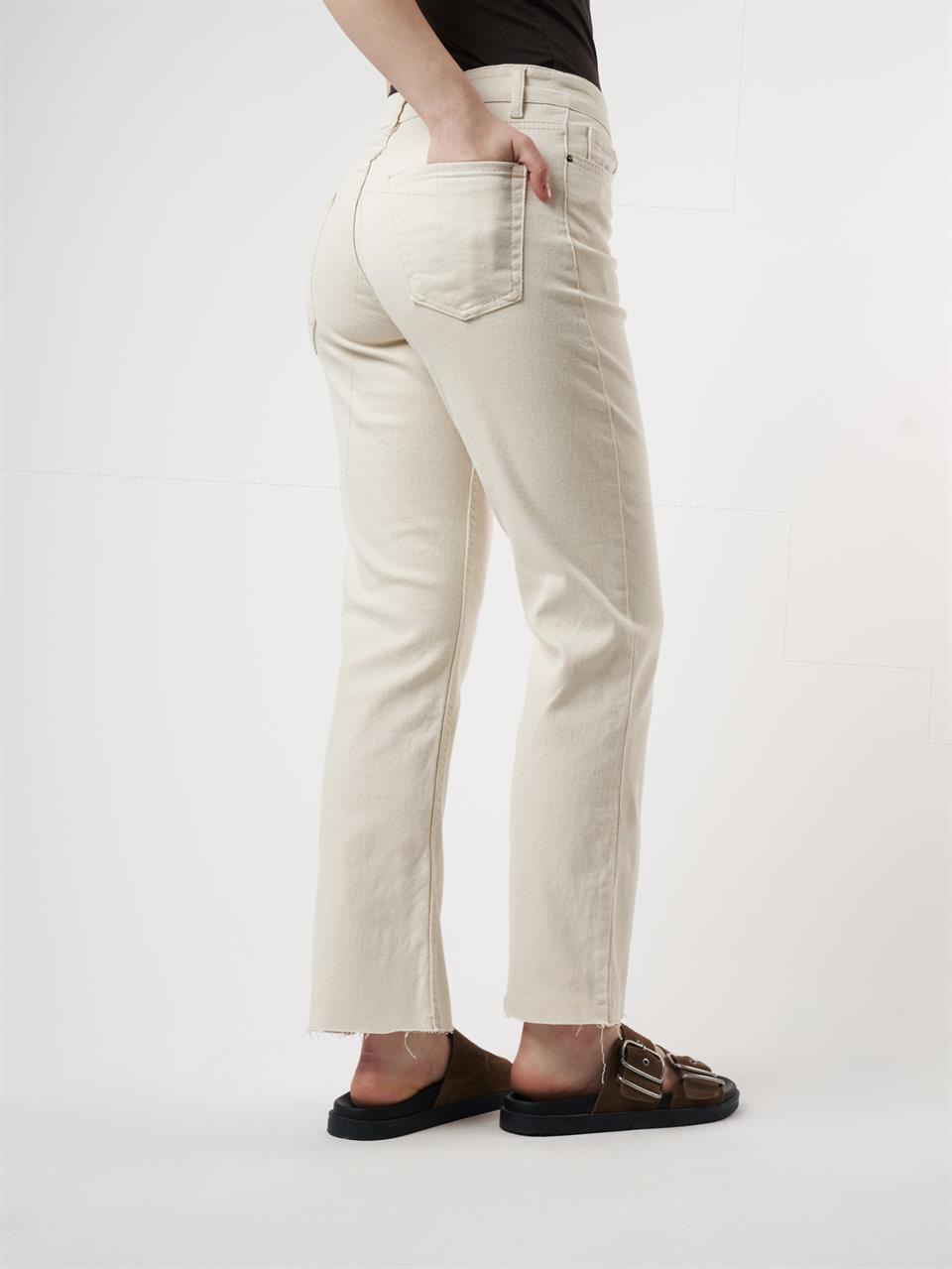 Flare Fit Jean Pantolon Ekru
