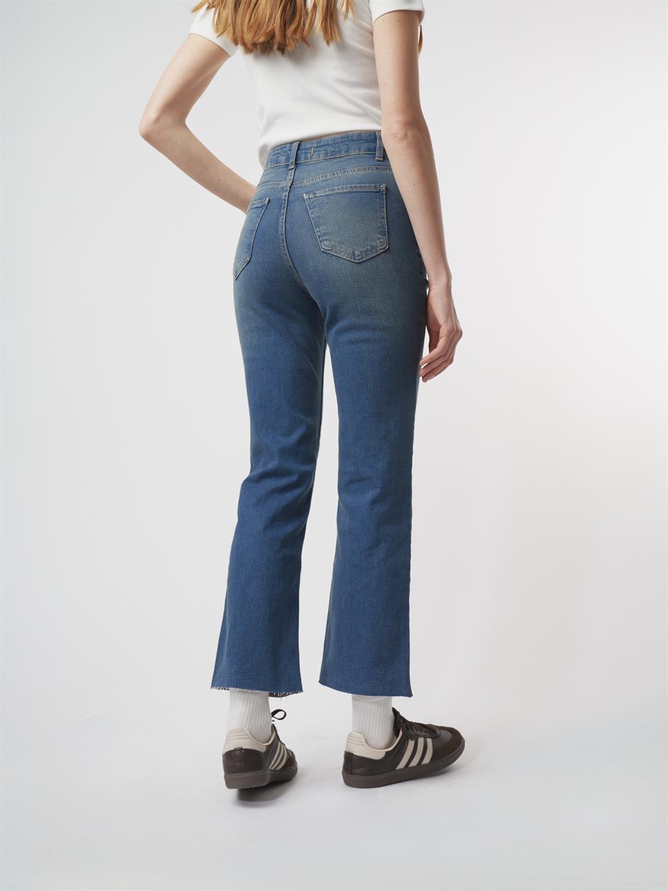 Flare Fit Jean Pantolon Kahve Tint