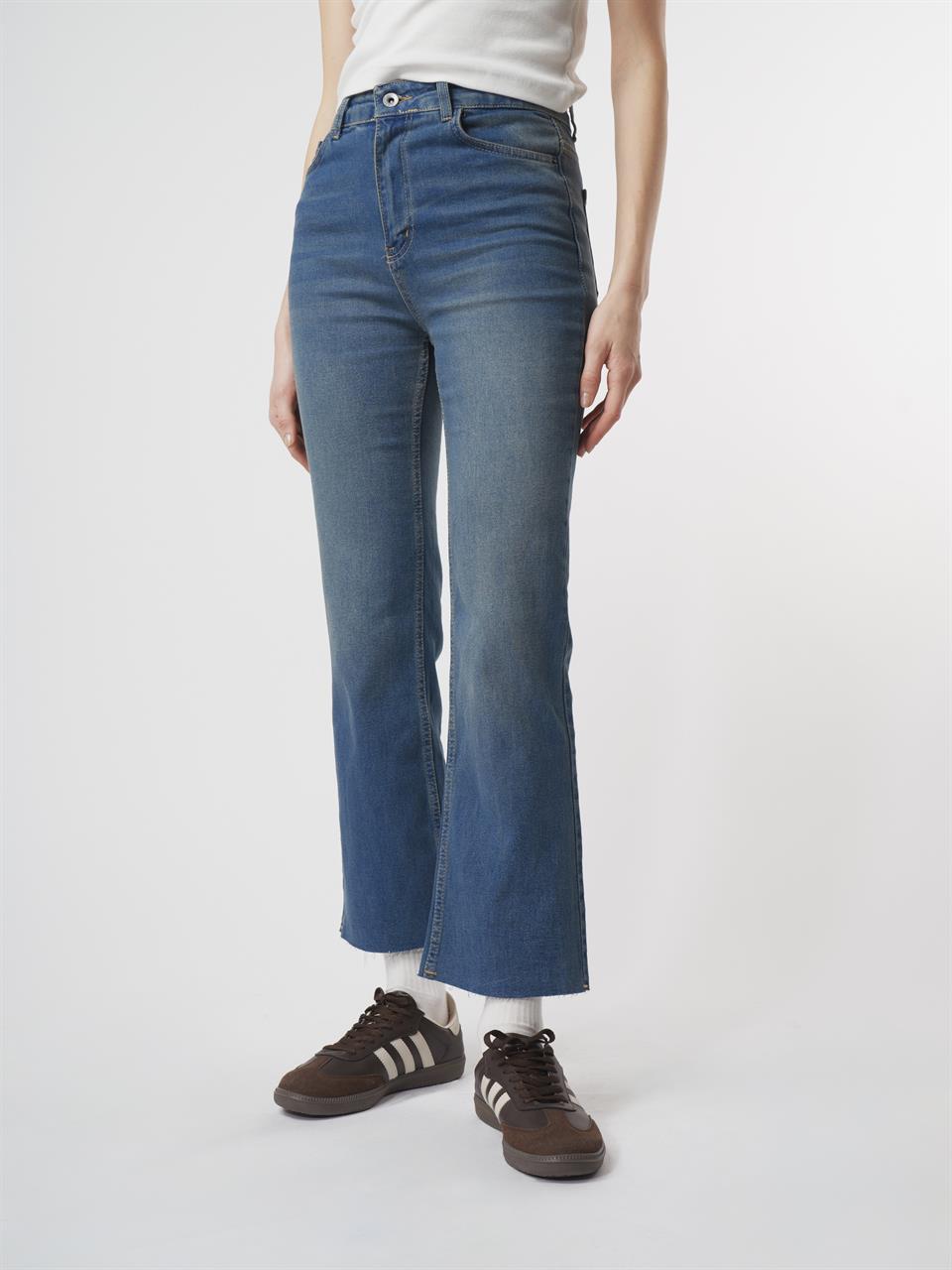 Flare Fit Jean Pantolon Kahve Tint