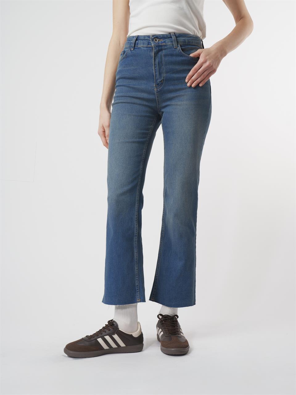 Flare Fit Jean Pantolon Kahve Tint