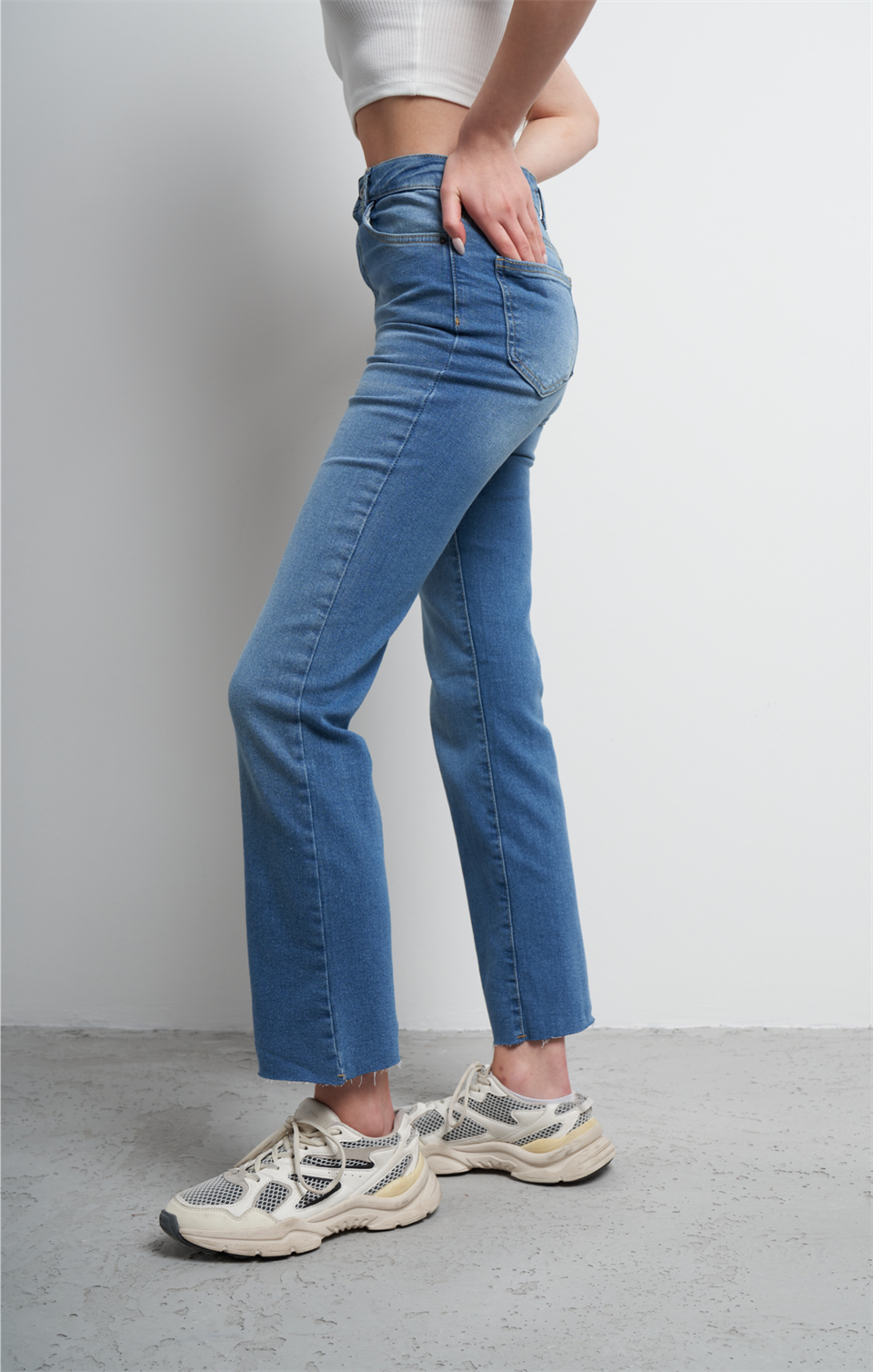 Flare Fit Jean Pantolon Koyu Mavi