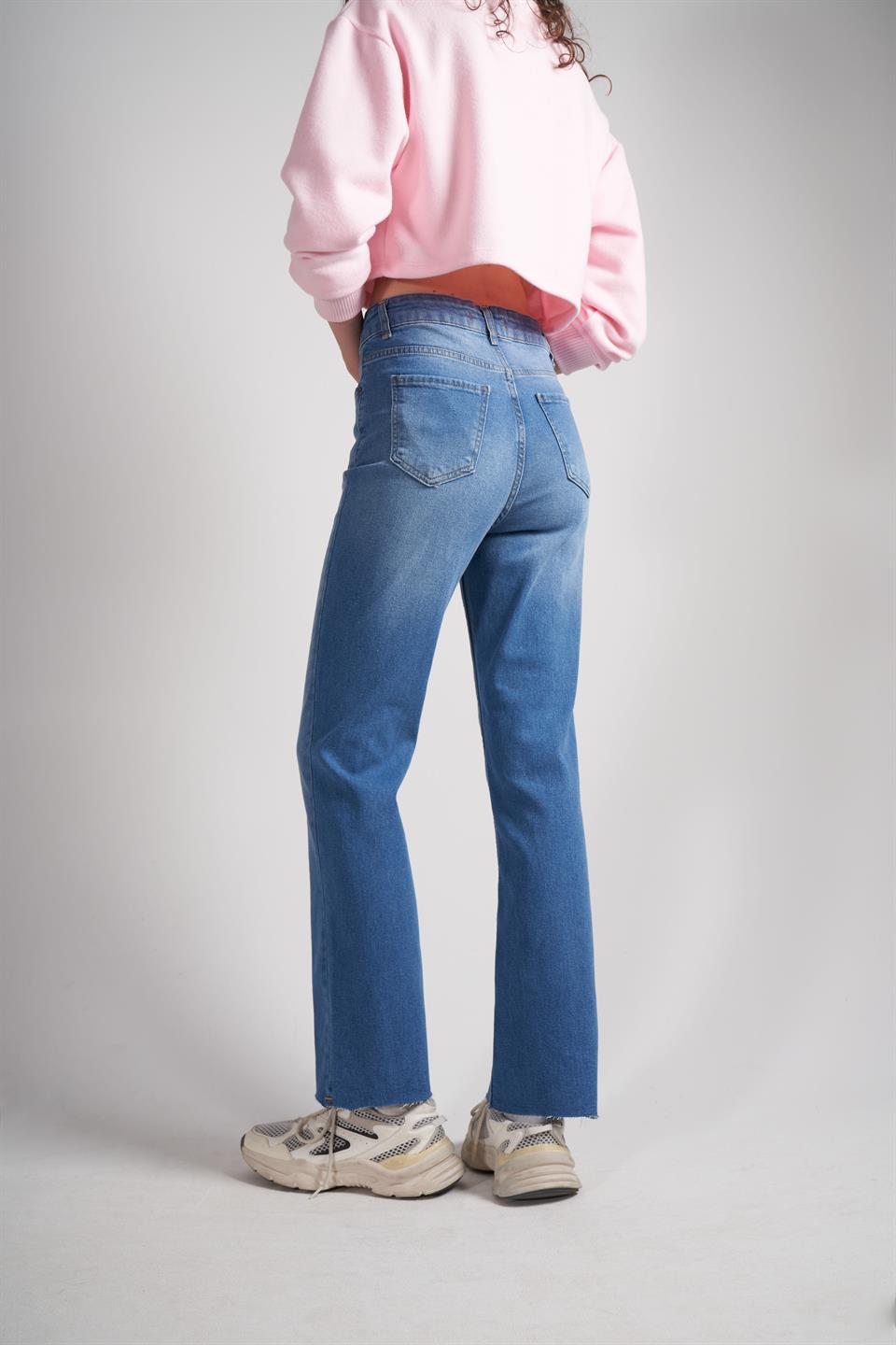 Flare Fit Jean Pantolon Koyu Mavi