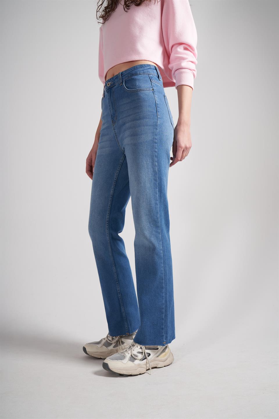 Flare Fit Jean Pantolon Koyu Mavi