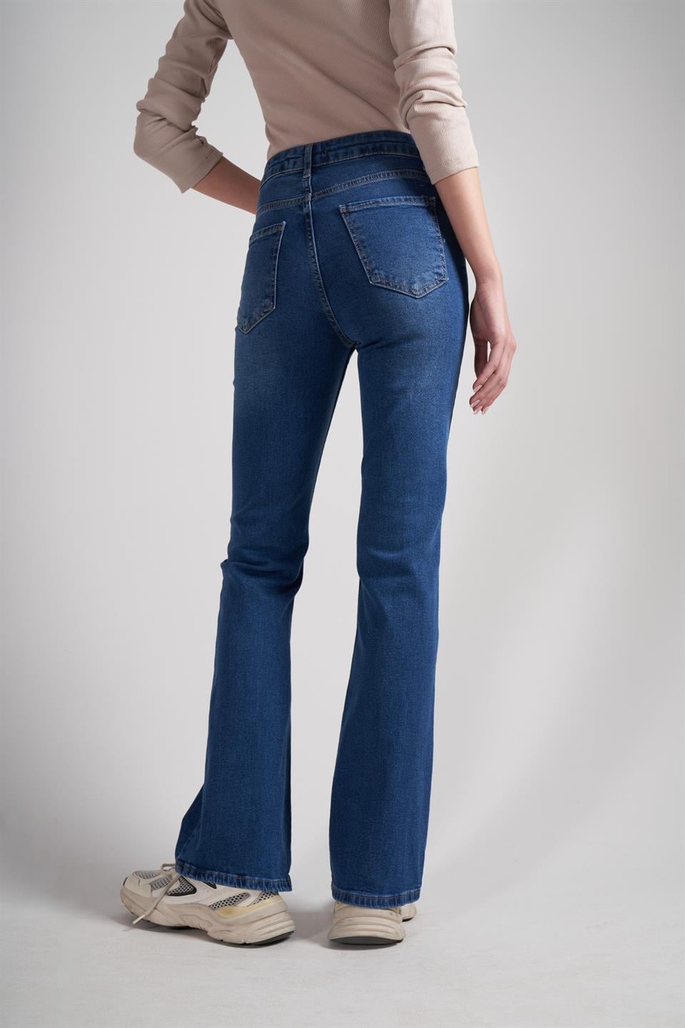 Flare Fit Jean Pantolon Mavi