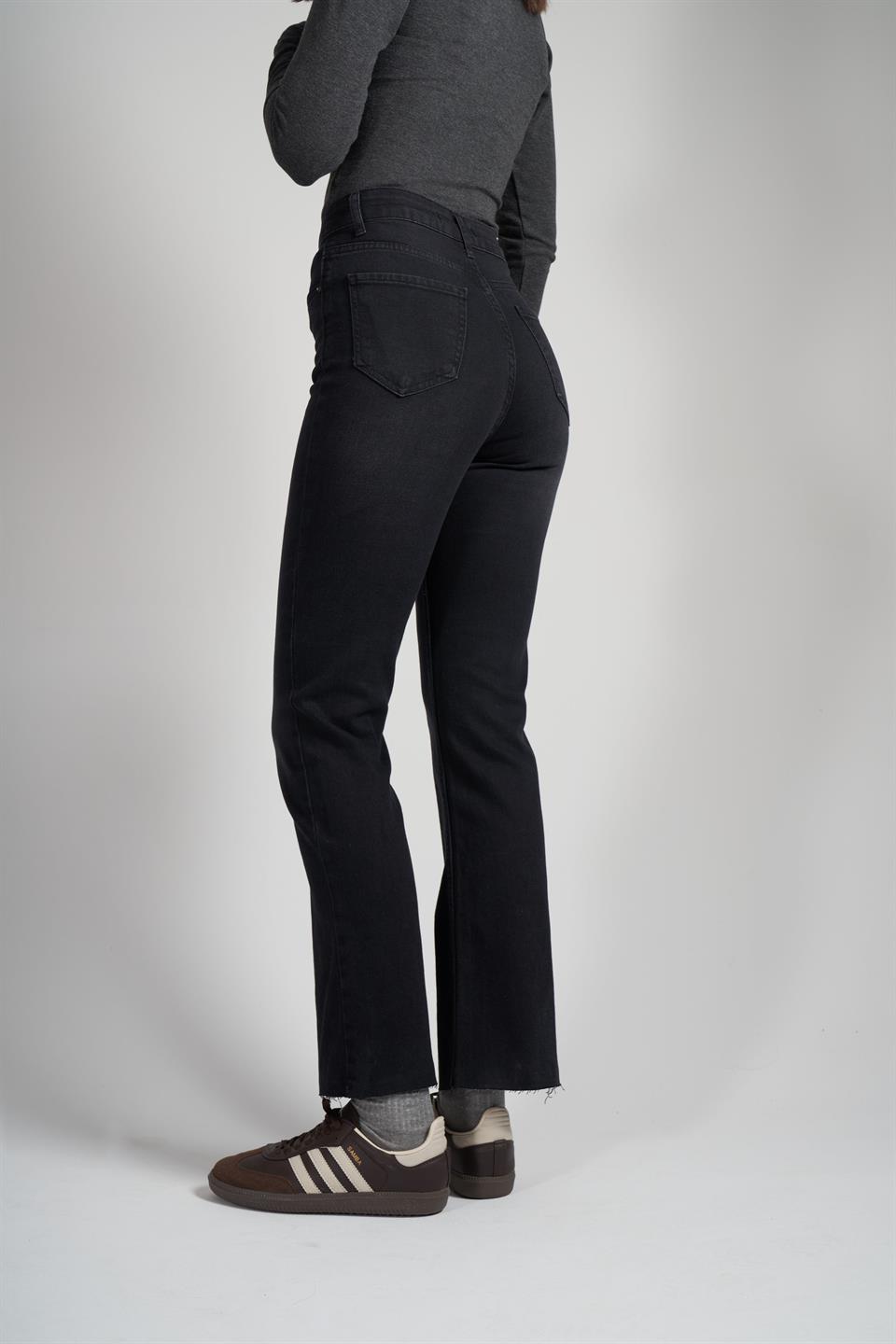 Flare Fit Jean Pantolon Siyah