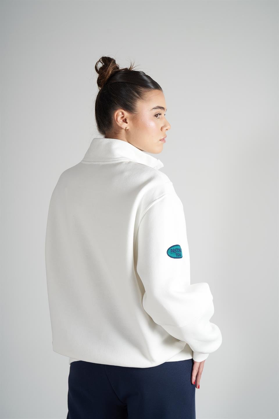 Good Evening Baskılı Şardonlu Sweatshirt Ekru