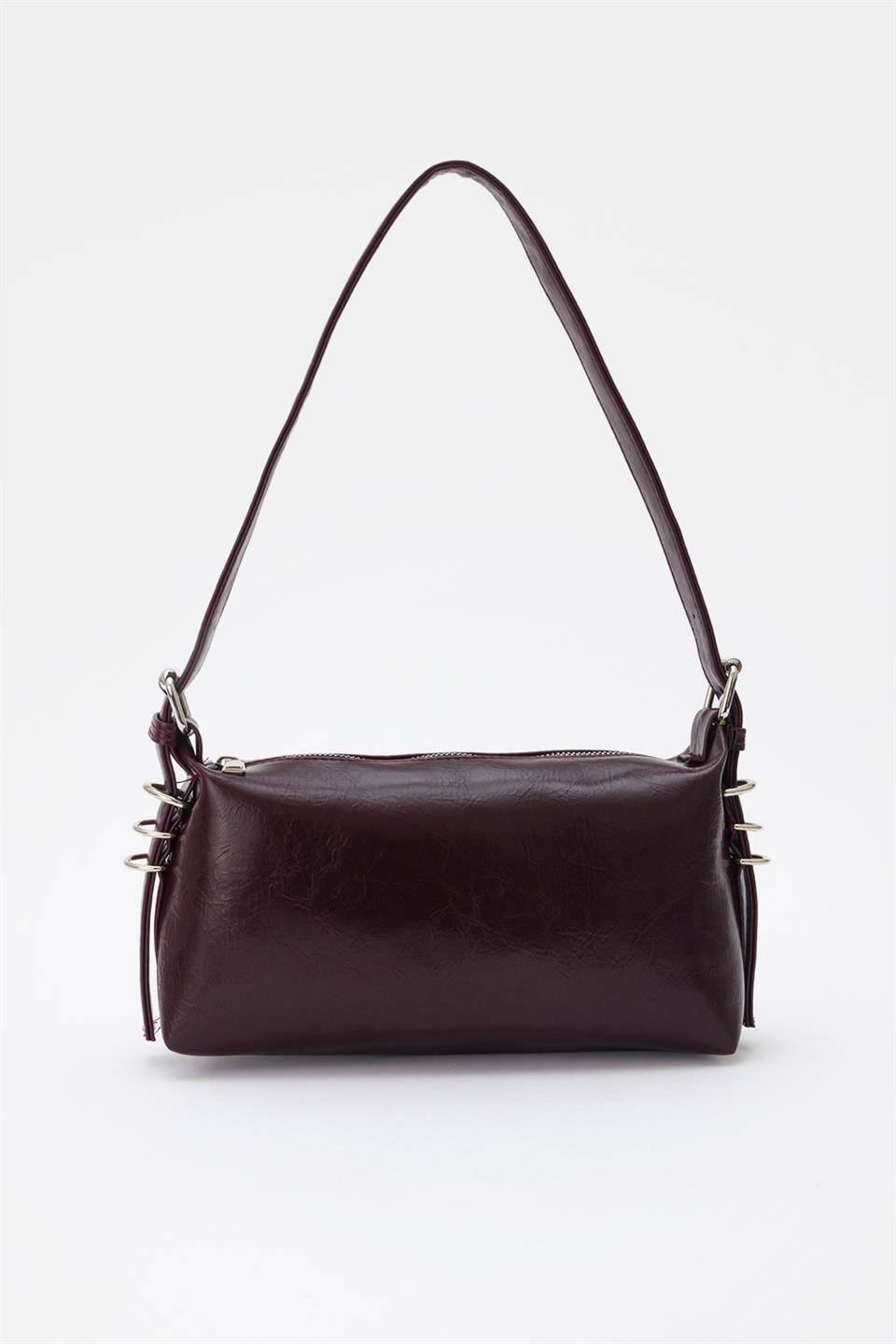 Halka Detaylı Baget Çanta Mürdüm