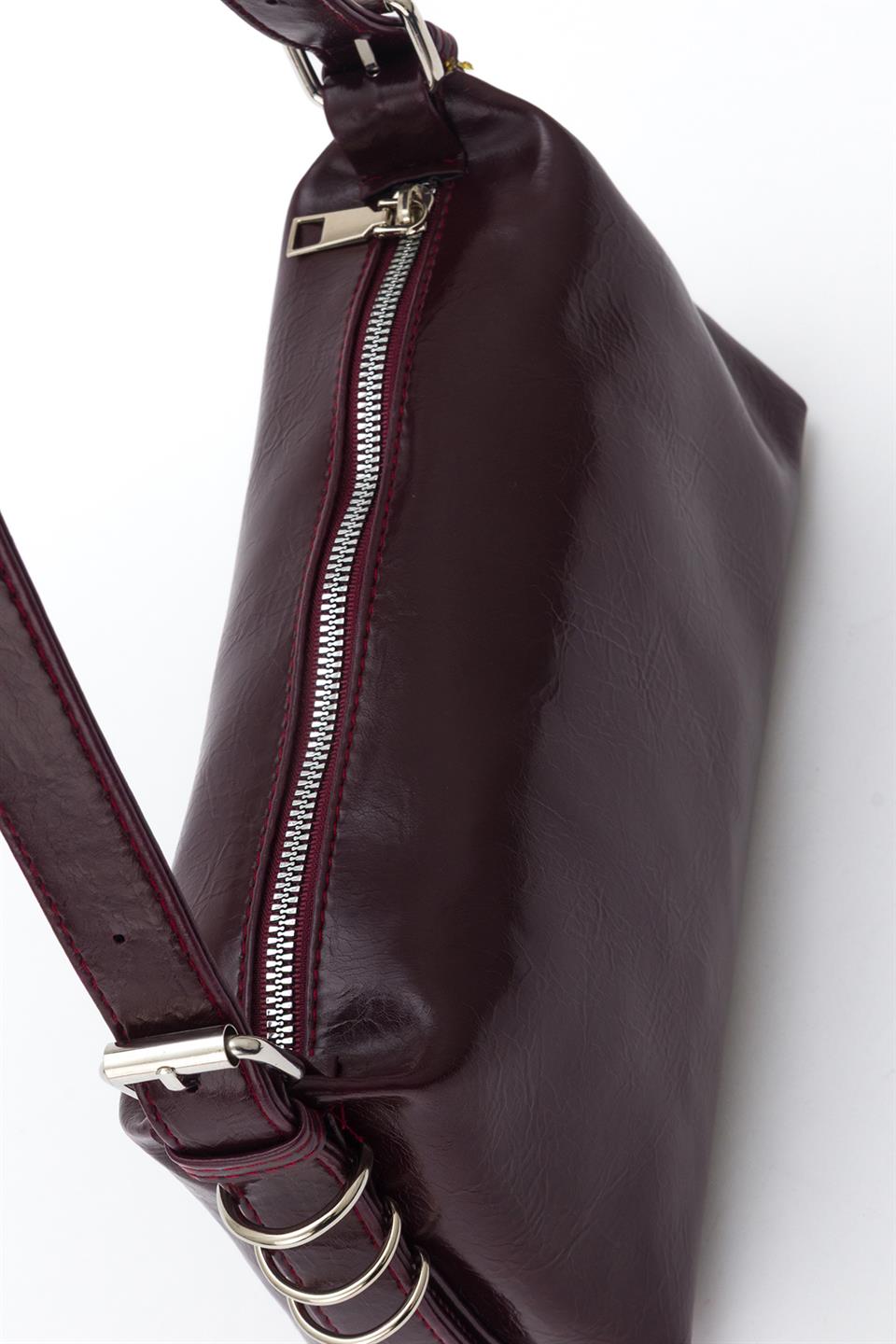 Halka Detaylı Baget Çanta Mürdüm