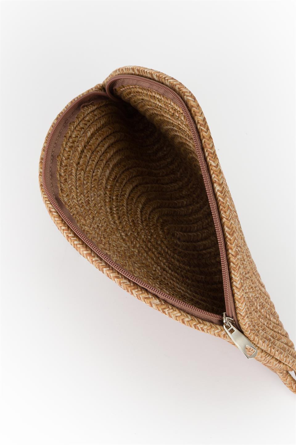 Hasır Clutch Çanta Bej