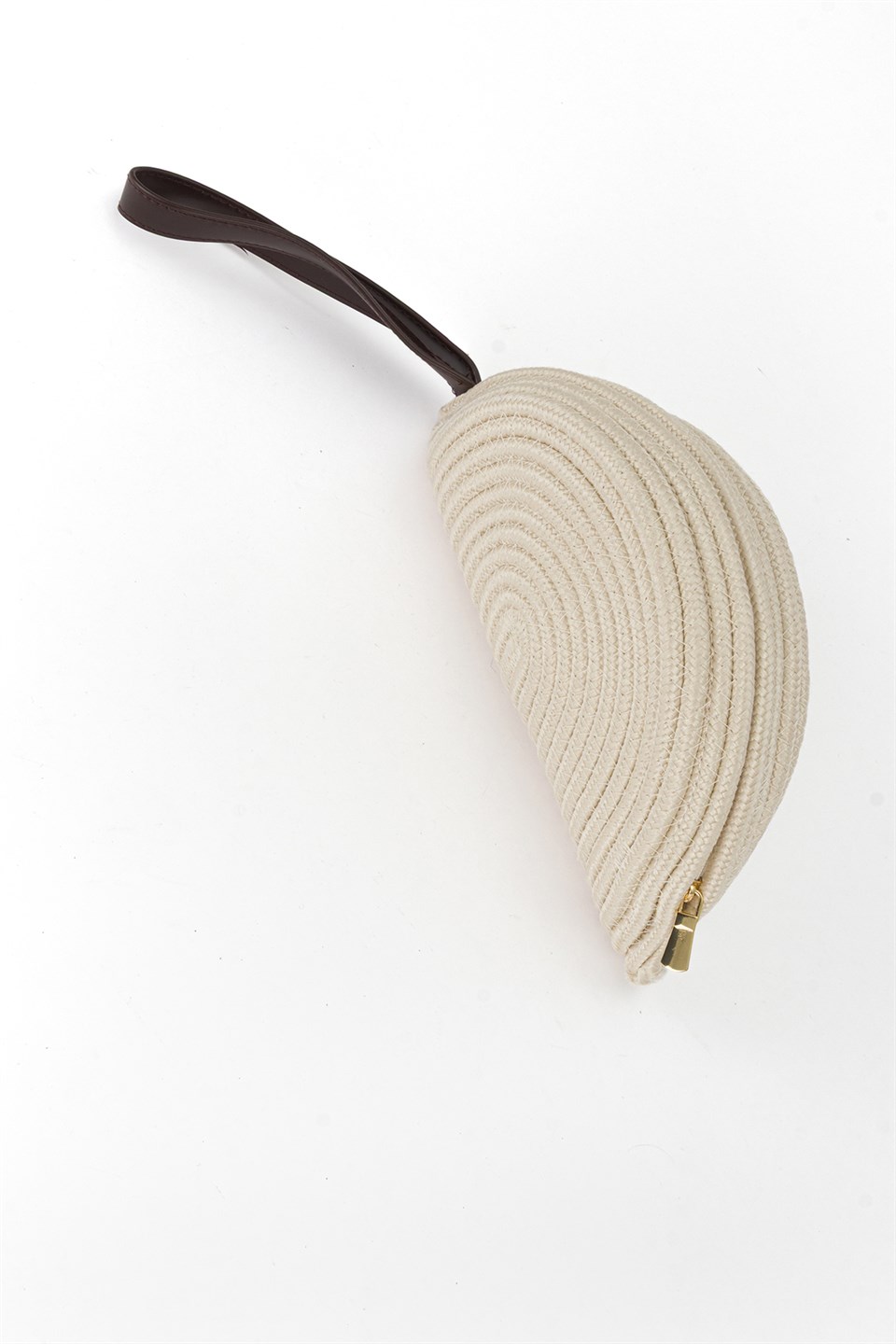 Hasır Midi Clutch Çanta Ekru