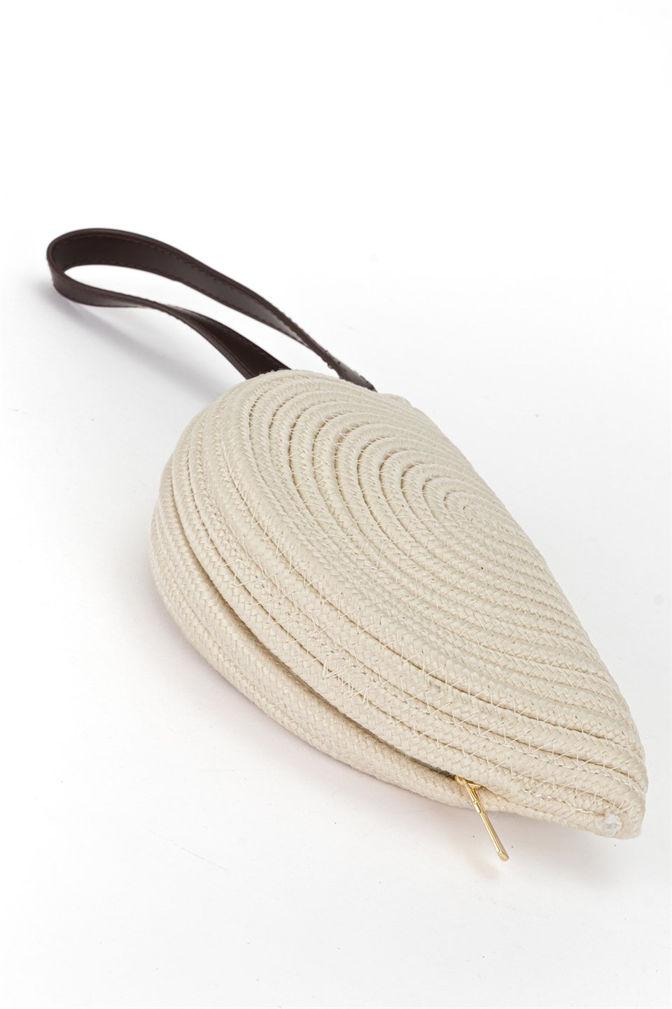 Hasır Midi Clutch Çanta Ekru