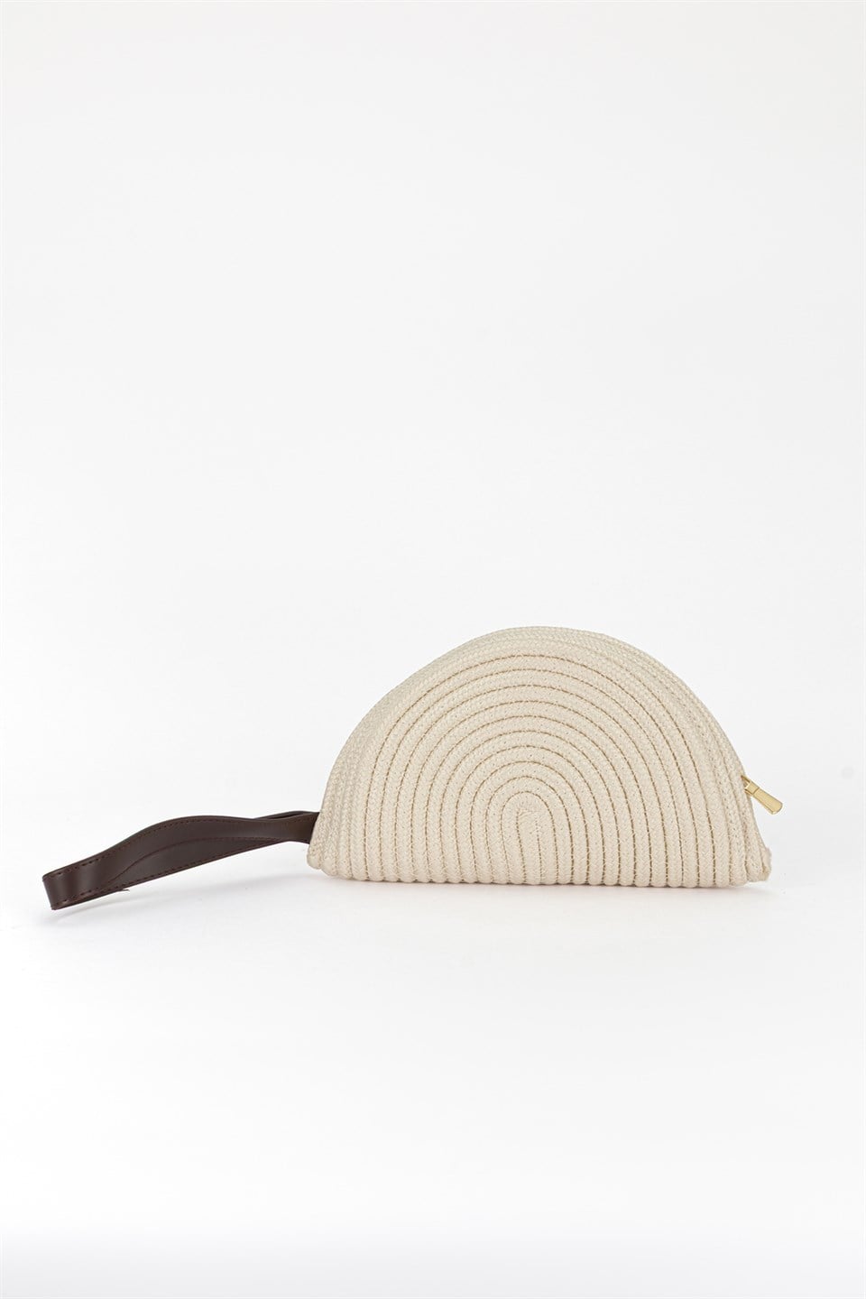 Hasır Midi Clutch Çanta Ekru