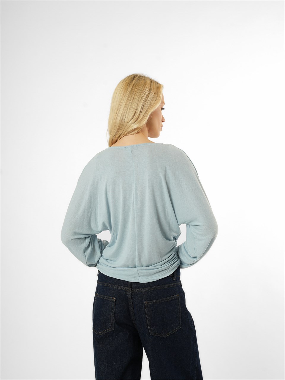 İnce Triko Uzun Kol Bluz Bebe Mavi