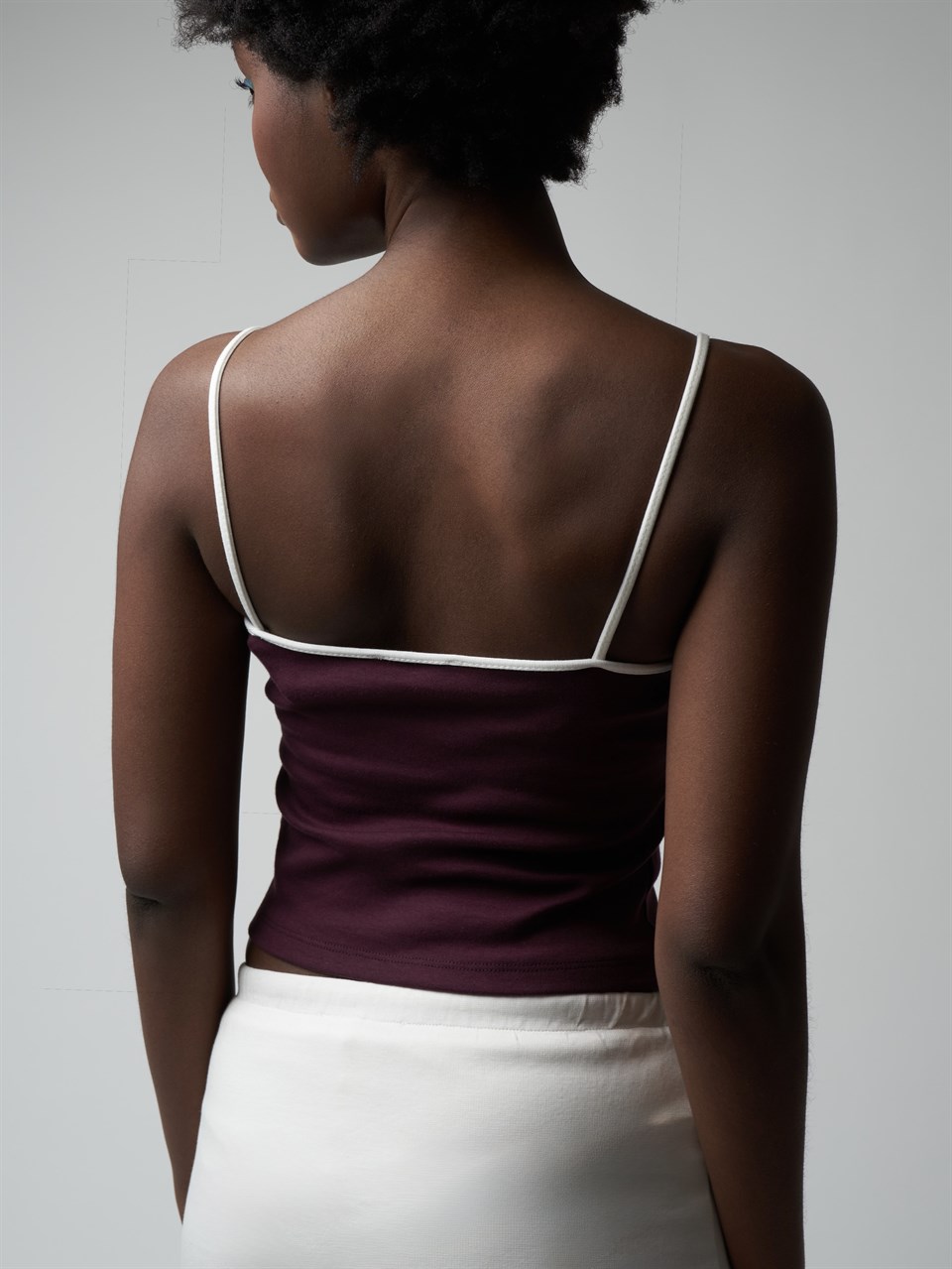 İp Askılı Crop Bluz Mürdüm