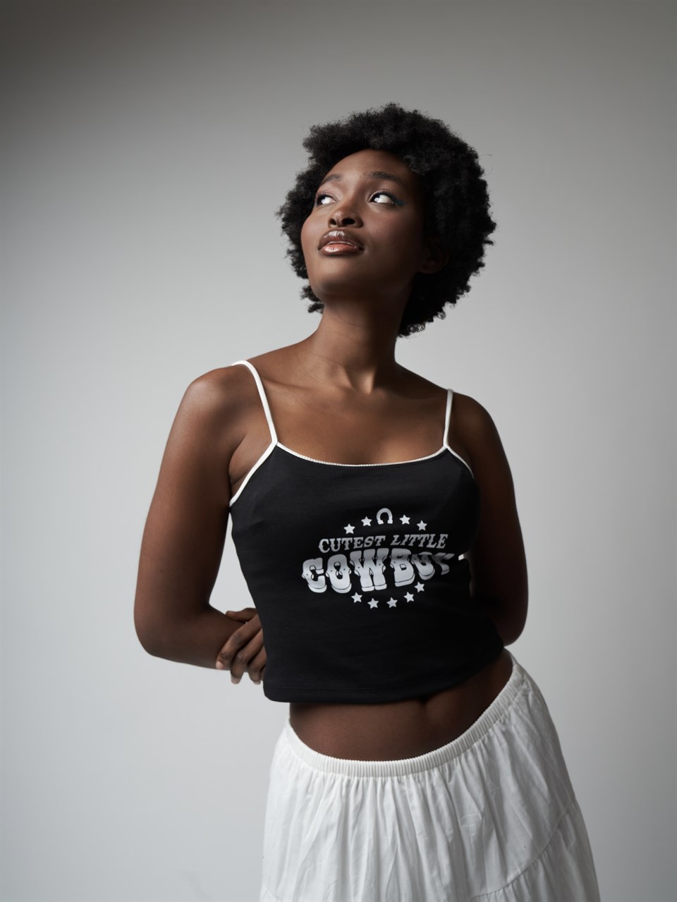 İp Askılı Crop Bluz Siyah
