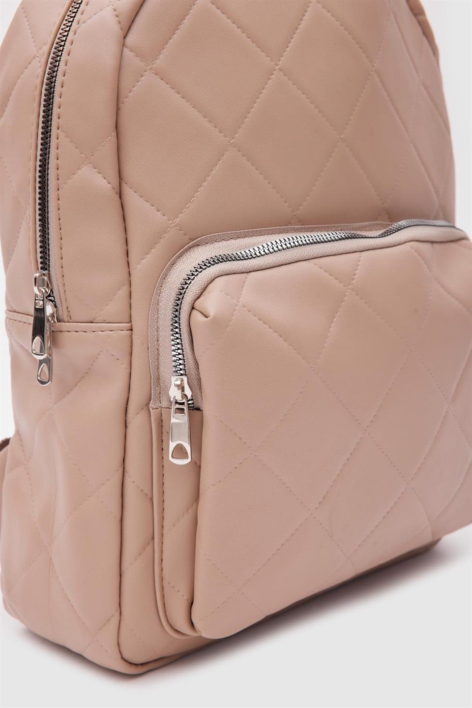 Kapitone Sırt Çantası Vizon