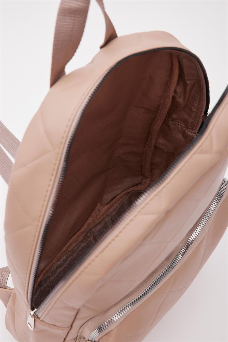 Kapitone Sırt Çantası Vizon