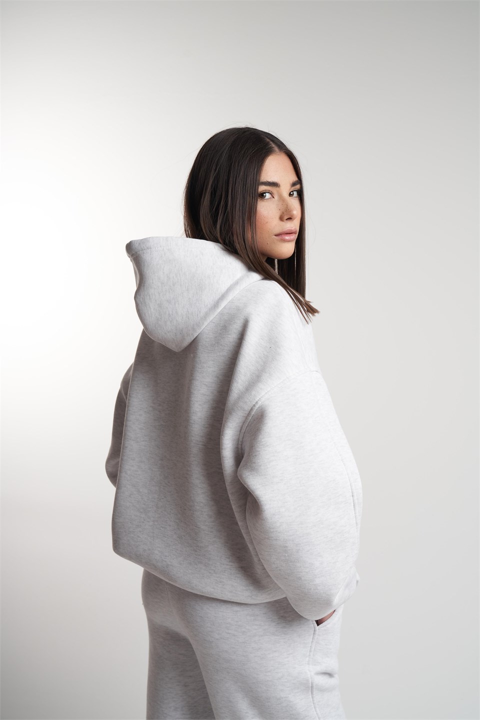 Kapüşonlu Basic Sweatshirt Karmelanj