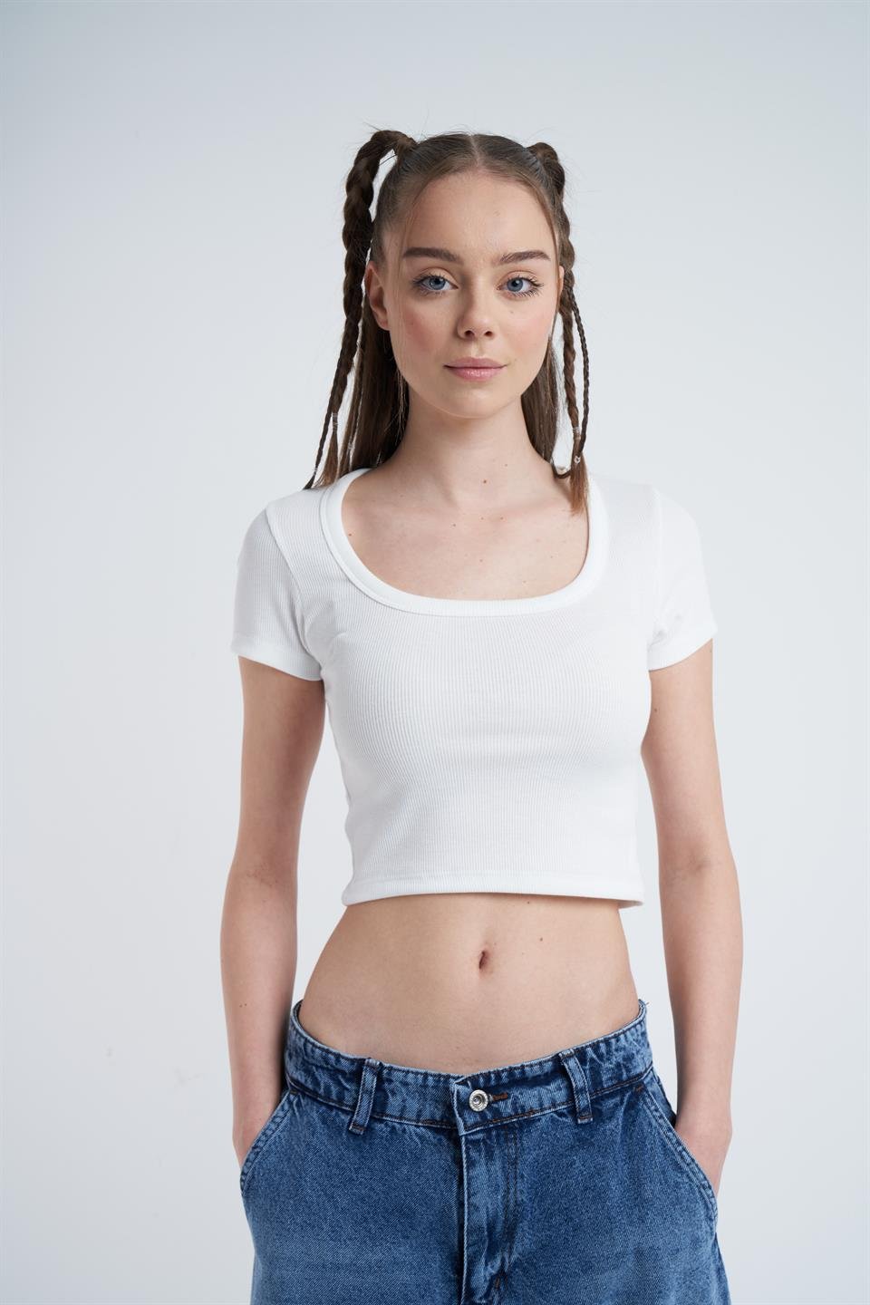 Kaskorse Kısa Bluz Ekru
