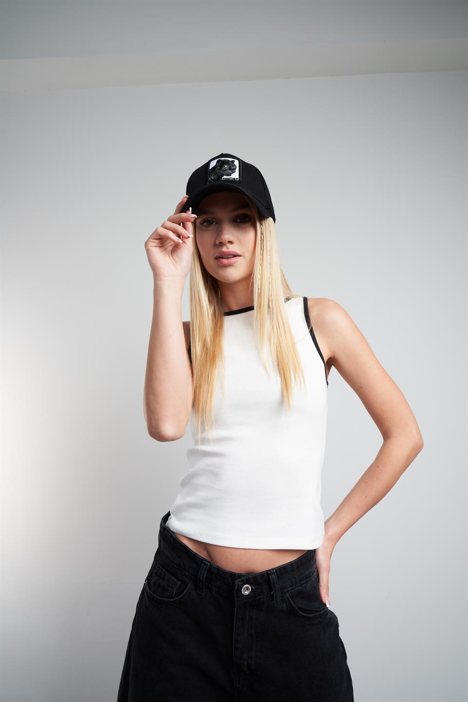 Fitilli Sıfır Kol Bluz Ekru