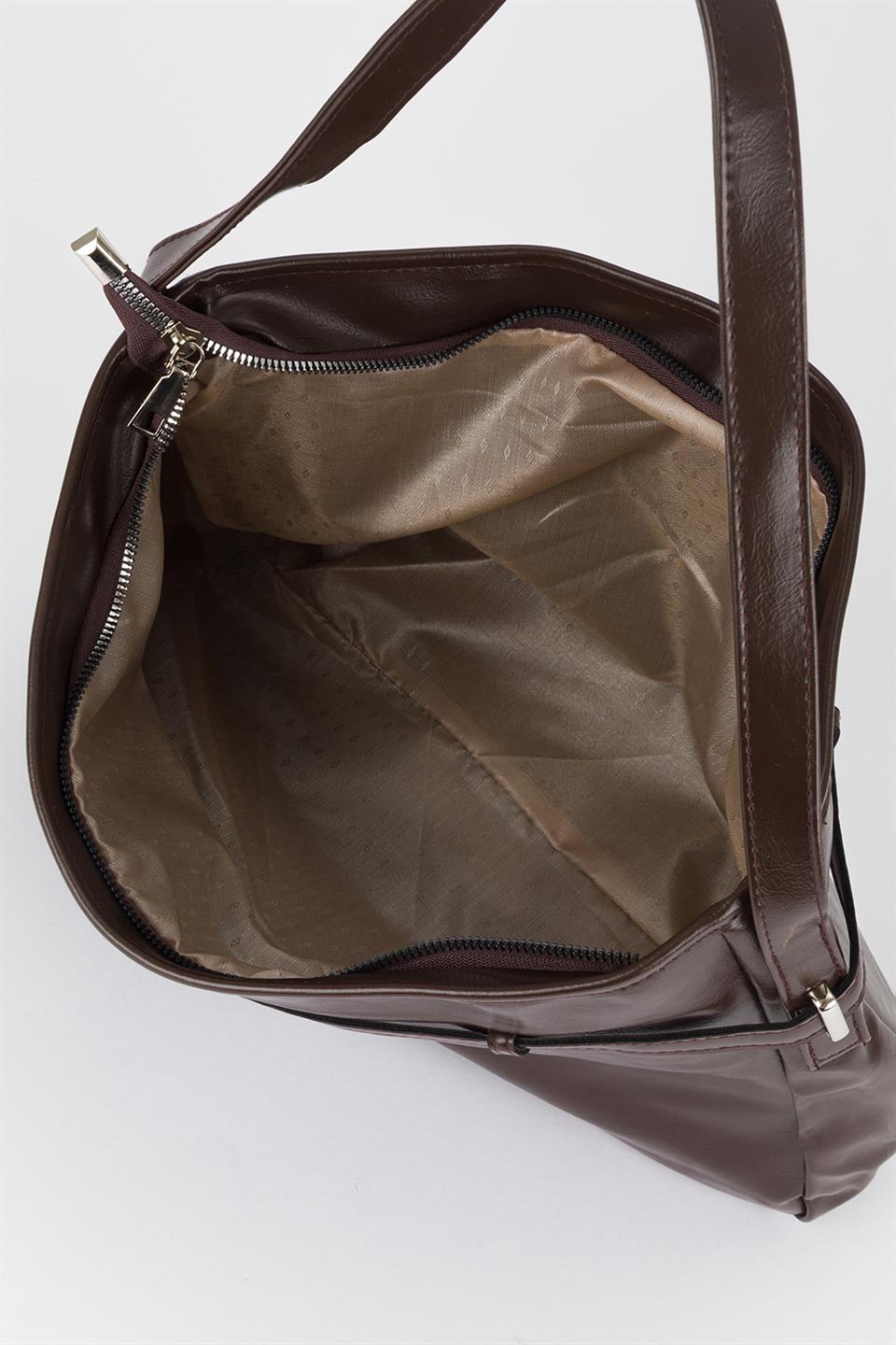 Kemer Detaylı Omuz Çantası Kahve