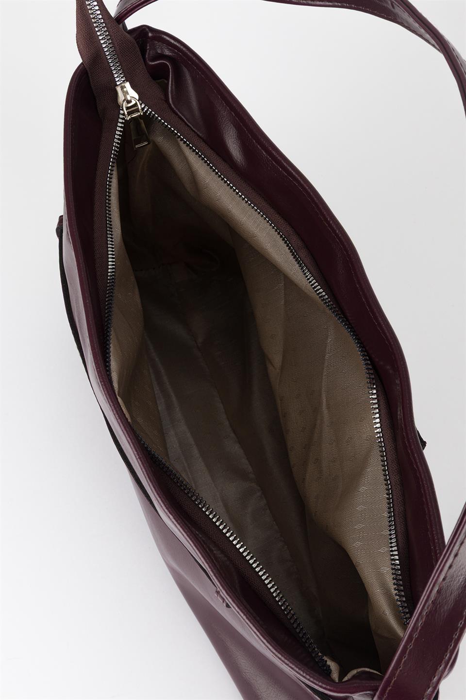 Kemer Detaylı Omuz Çantası Mürdüm