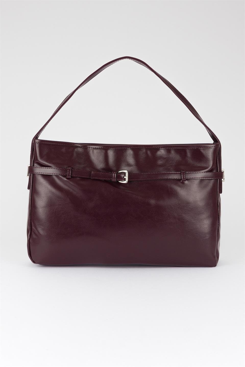 Kemer Detaylı Omuz Çantası Mürdüm