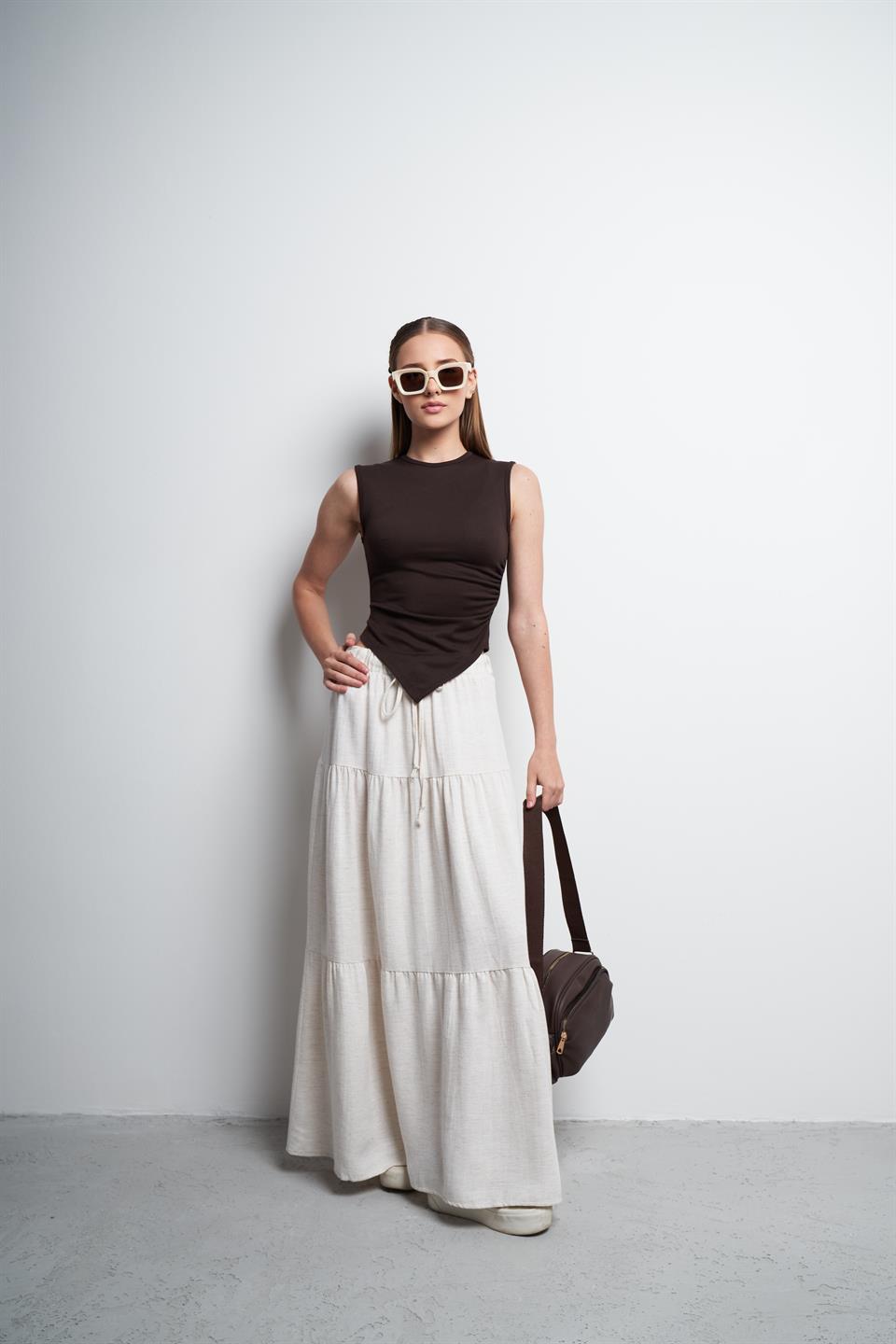 Keten Uzun Etek Ekru