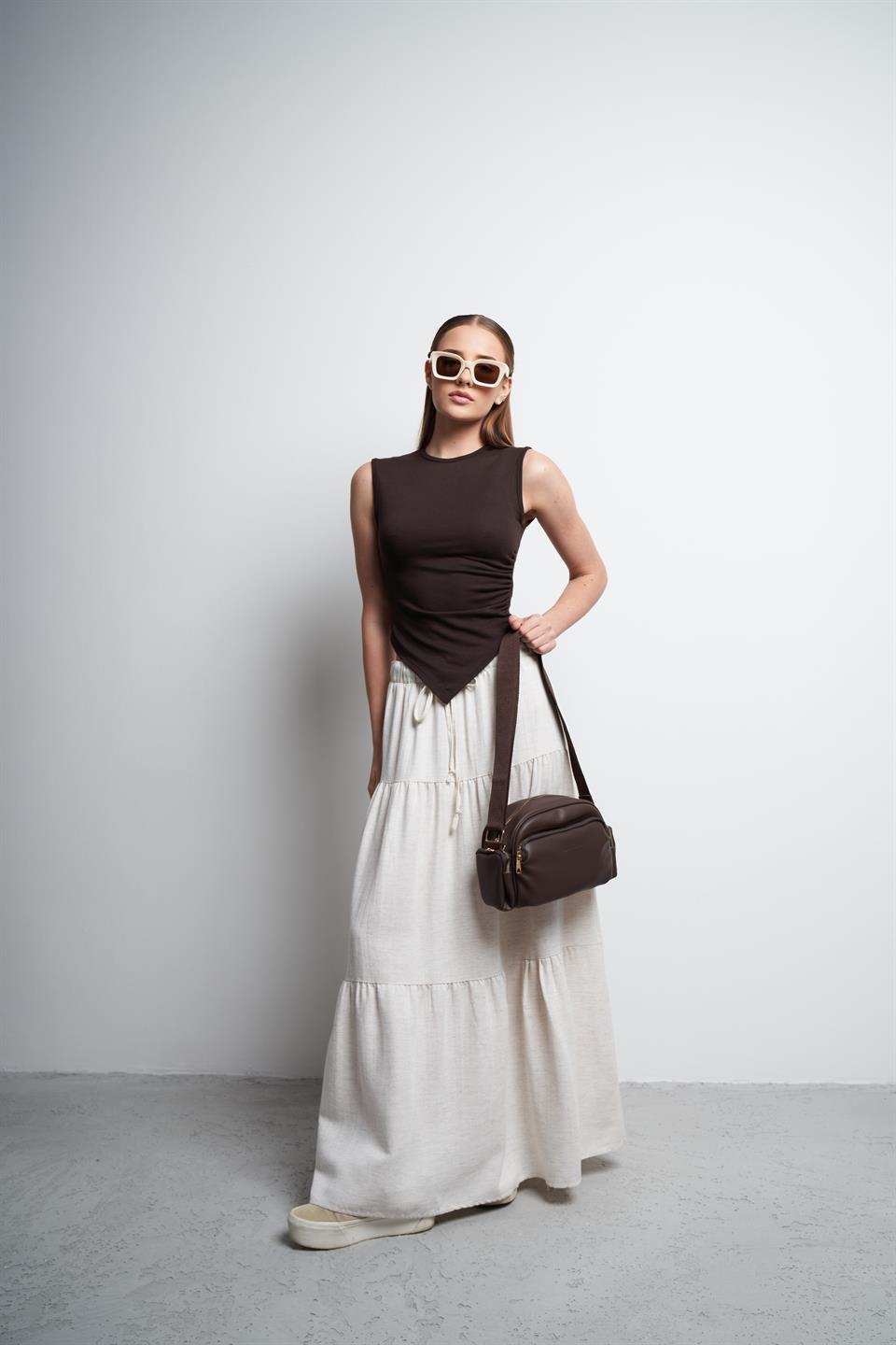 Keten Uzun Etek Ekru